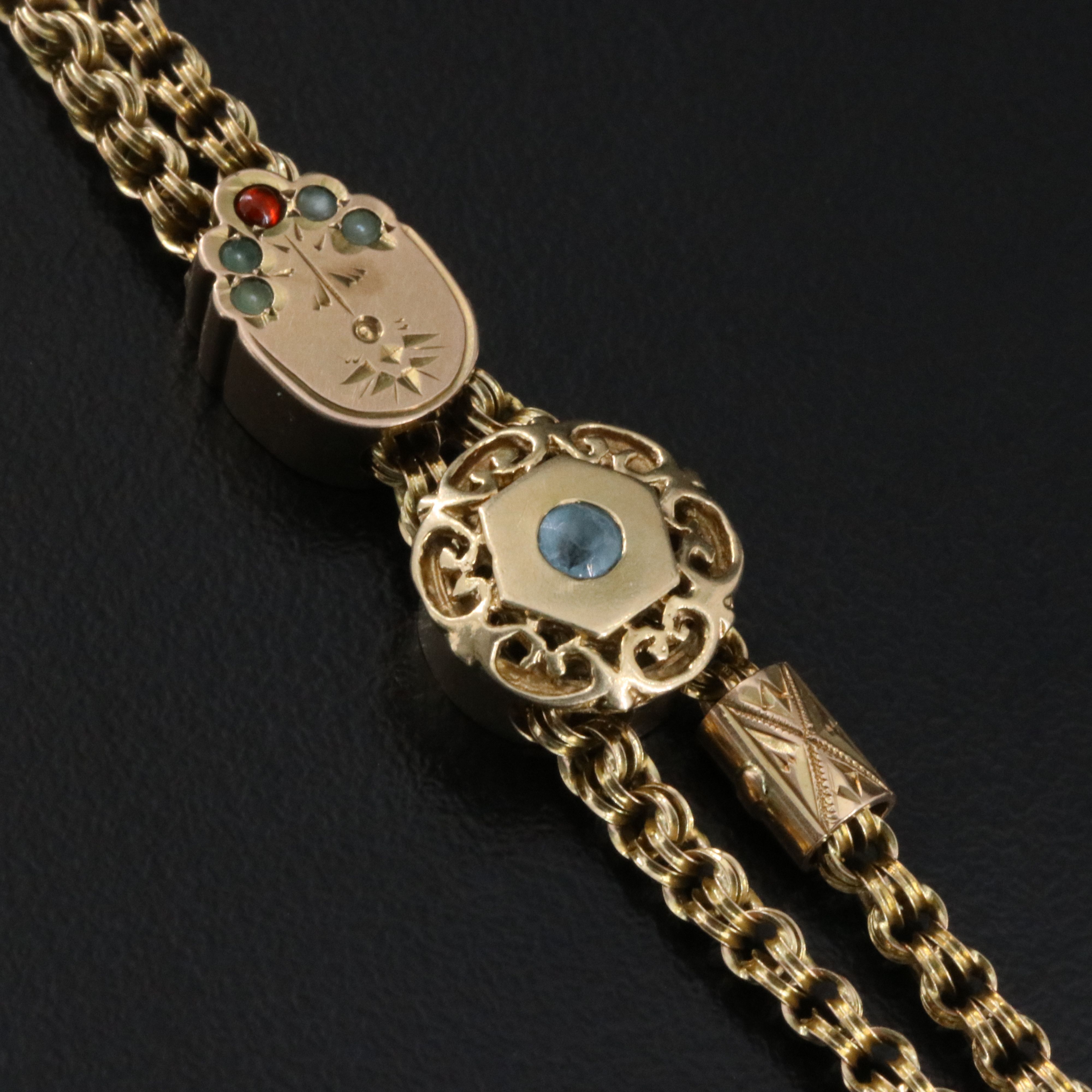 Vintage 10K Gemstone Sliding Bracelet