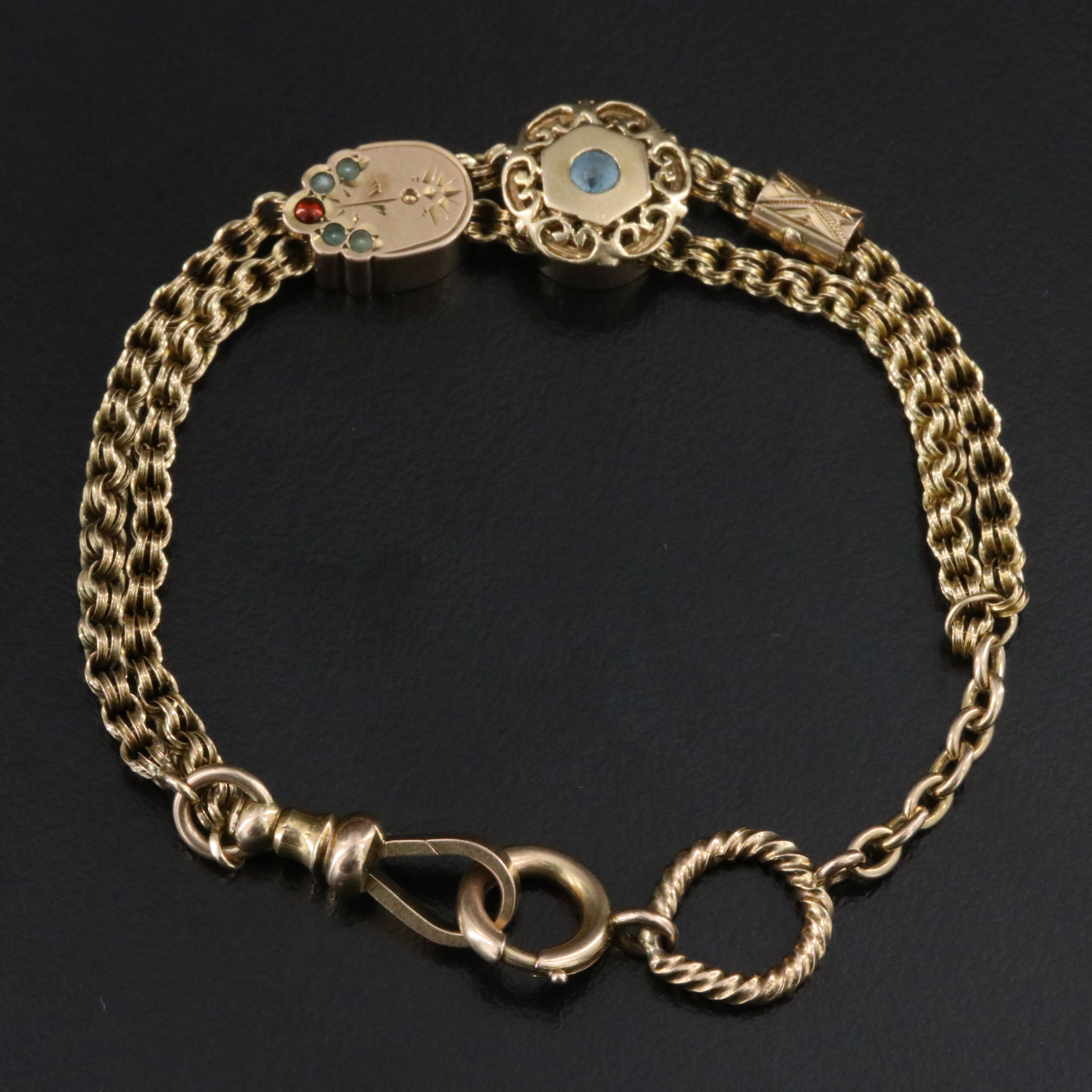 Vintage 10K Gemstone Sliding Bracelet