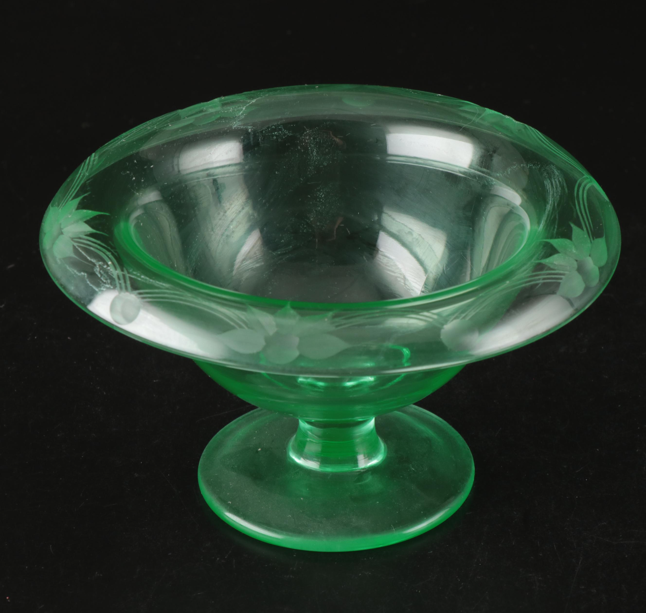Imperial Glass "Diamond Block Green" and Other Uranium Glass Tableware