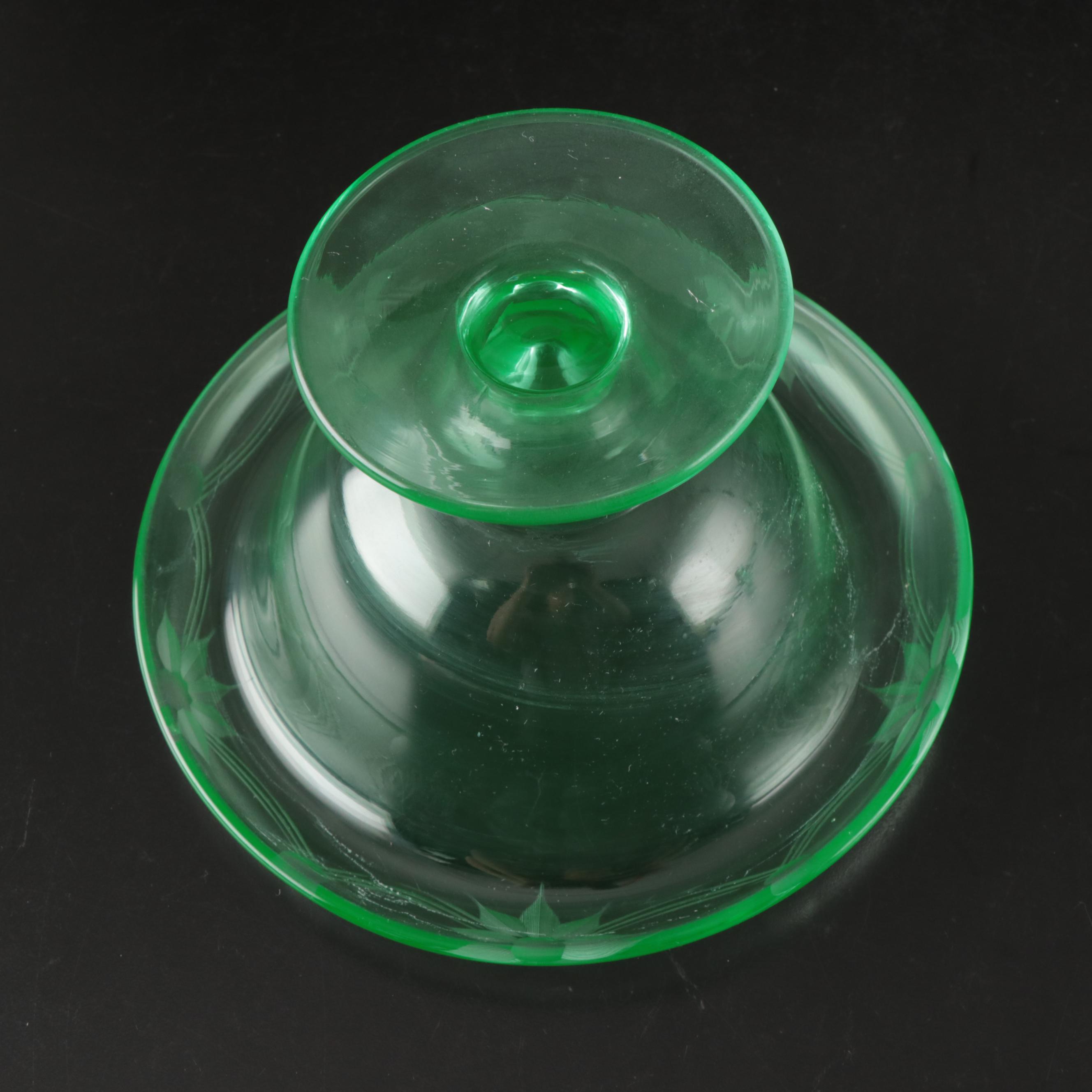 Imperial Glass "Diamond Block Green" and Other Uranium Glass Tableware