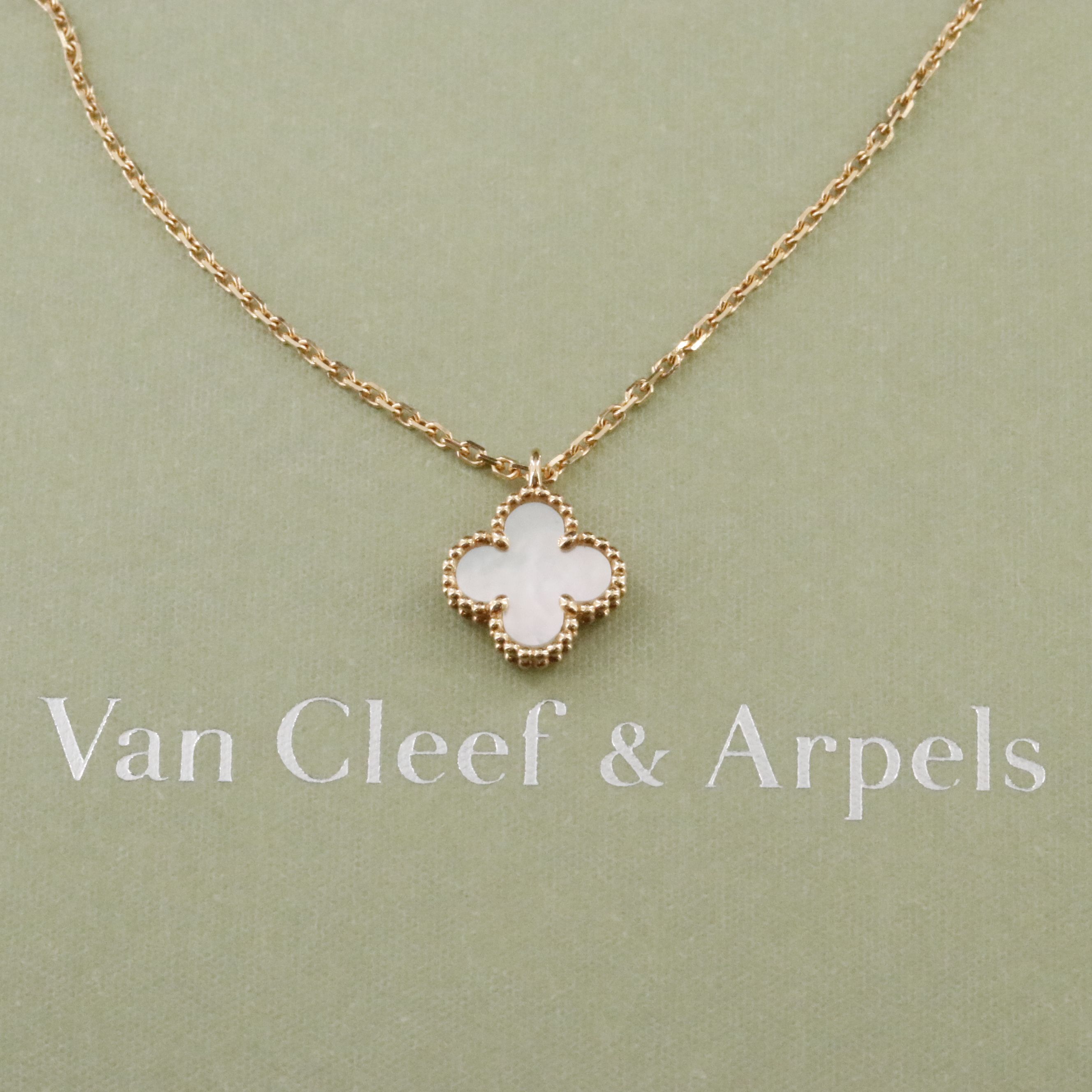 Van Cleef & Arpels Sweet  Alhambra 18K Rose Gold Mother of Pearl Necklace w/COA