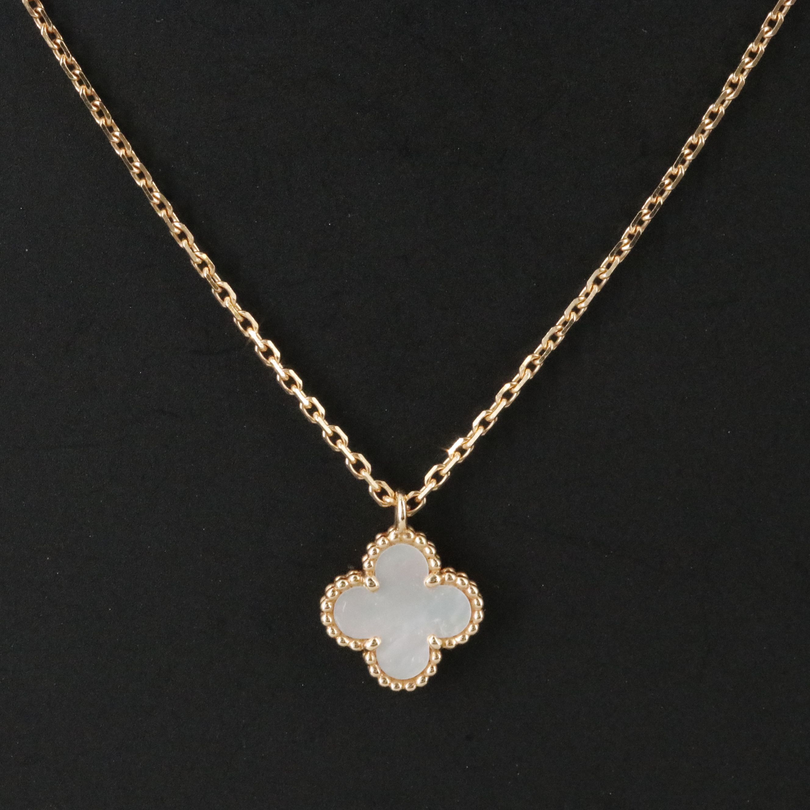 Van Cleef & Arpels Sweet  Alhambra 18K Rose Gold Mother of Pearl Necklace w/COA