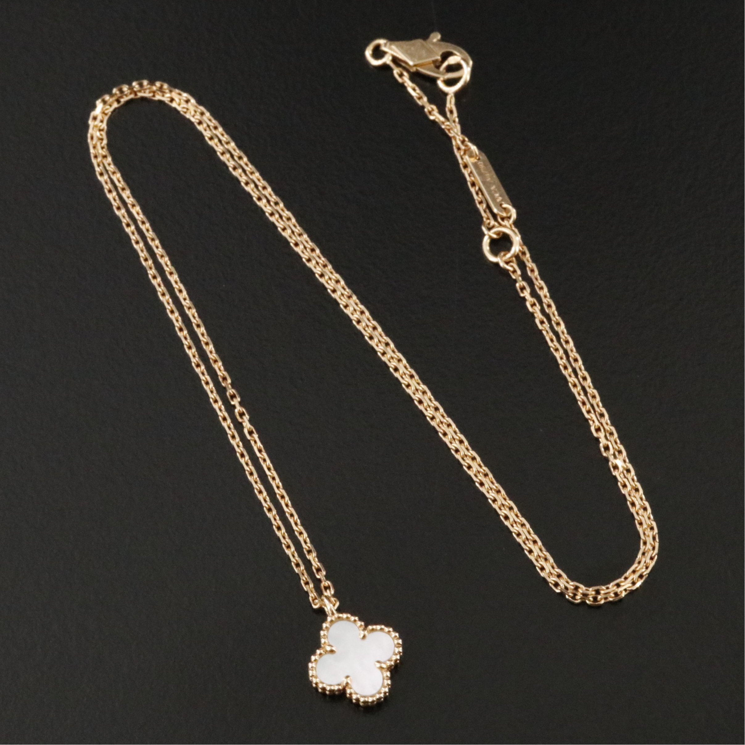 Van Cleef & Arpels Sweet  Alhambra 18K Rose Gold Mother of Pearl Necklace w/COA