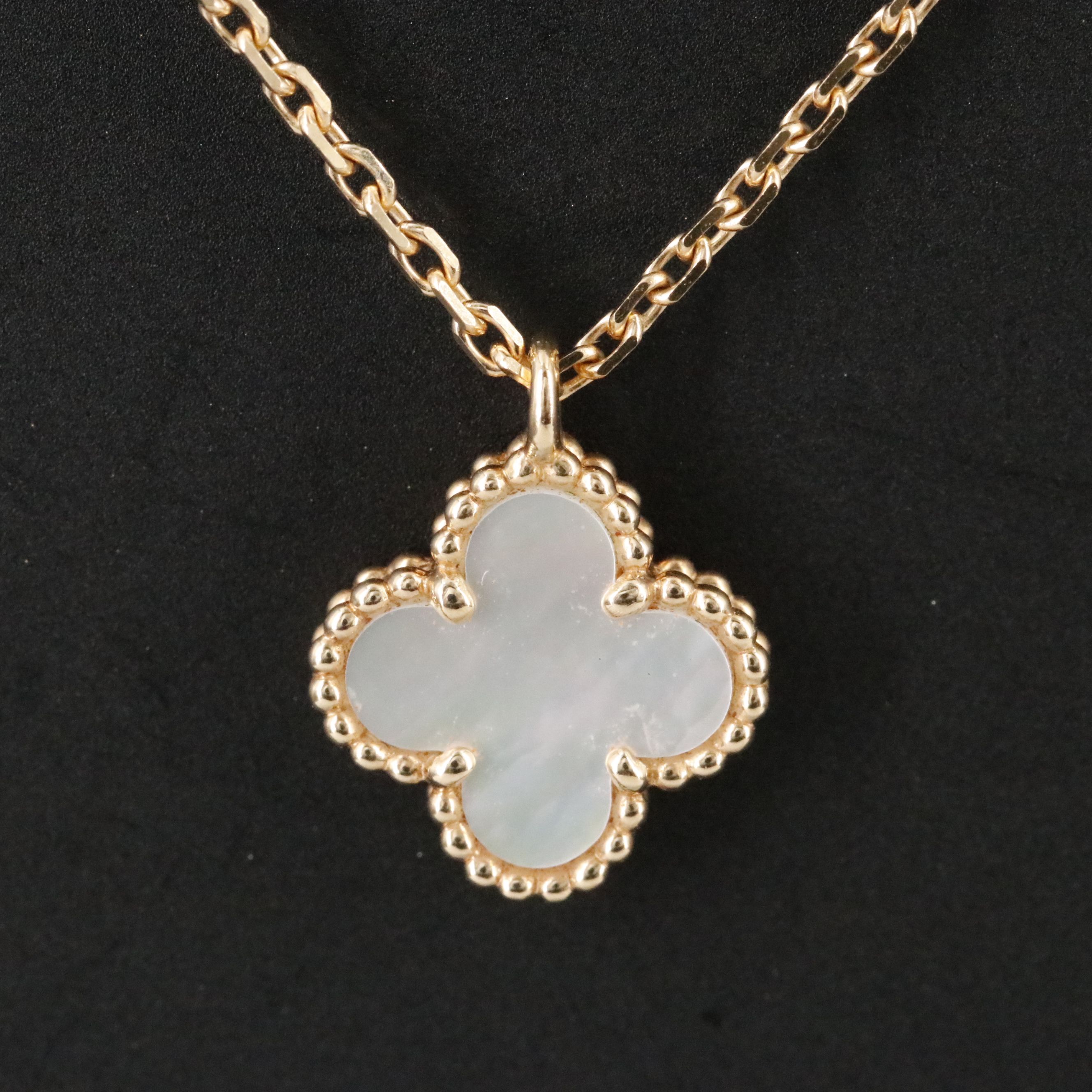 Van Cleef & Arpels Sweet  Alhambra 18K Rose Gold Mother of Pearl Necklace w/COA