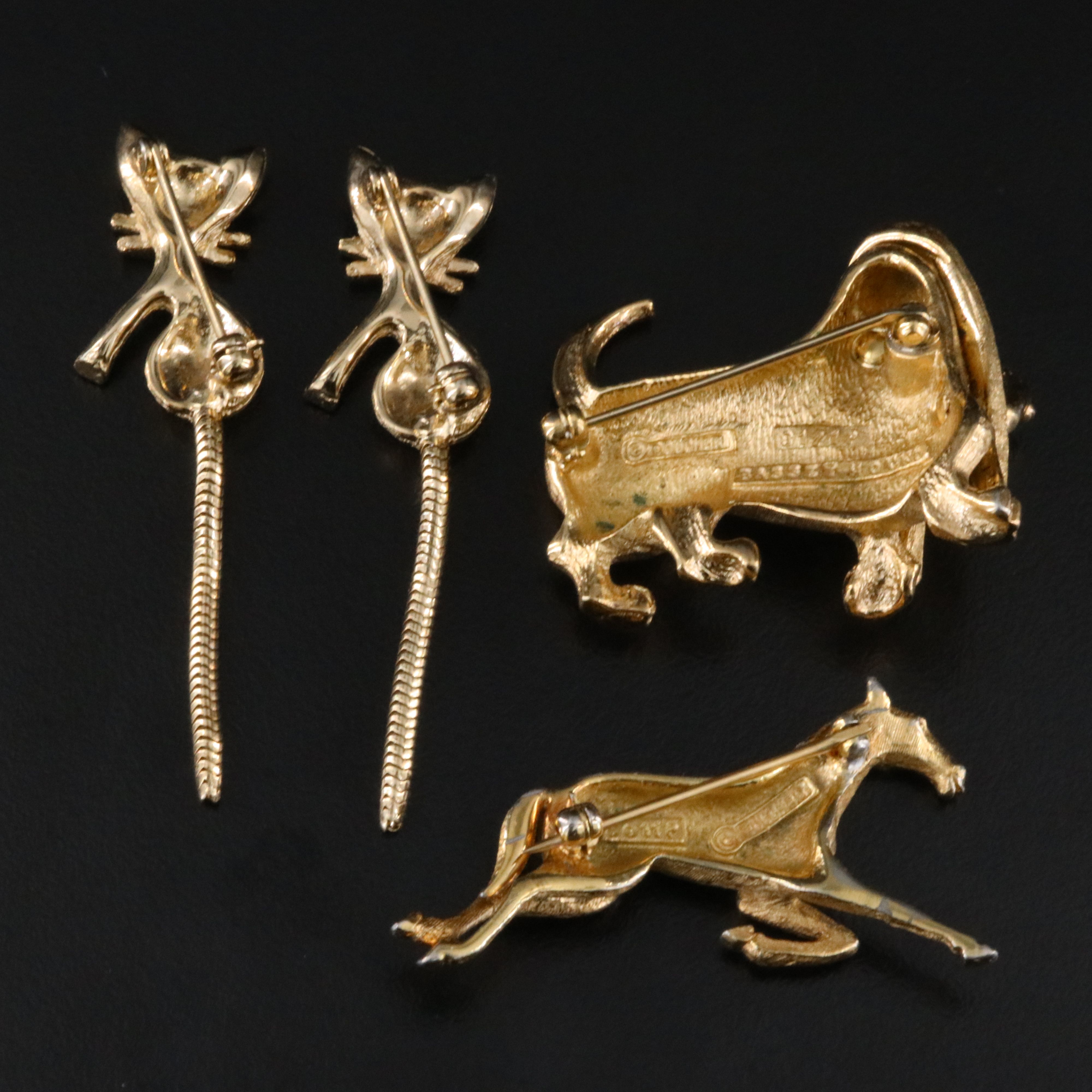 Boucher Horse and Basset Hound Dog with Cats Brooch Collection