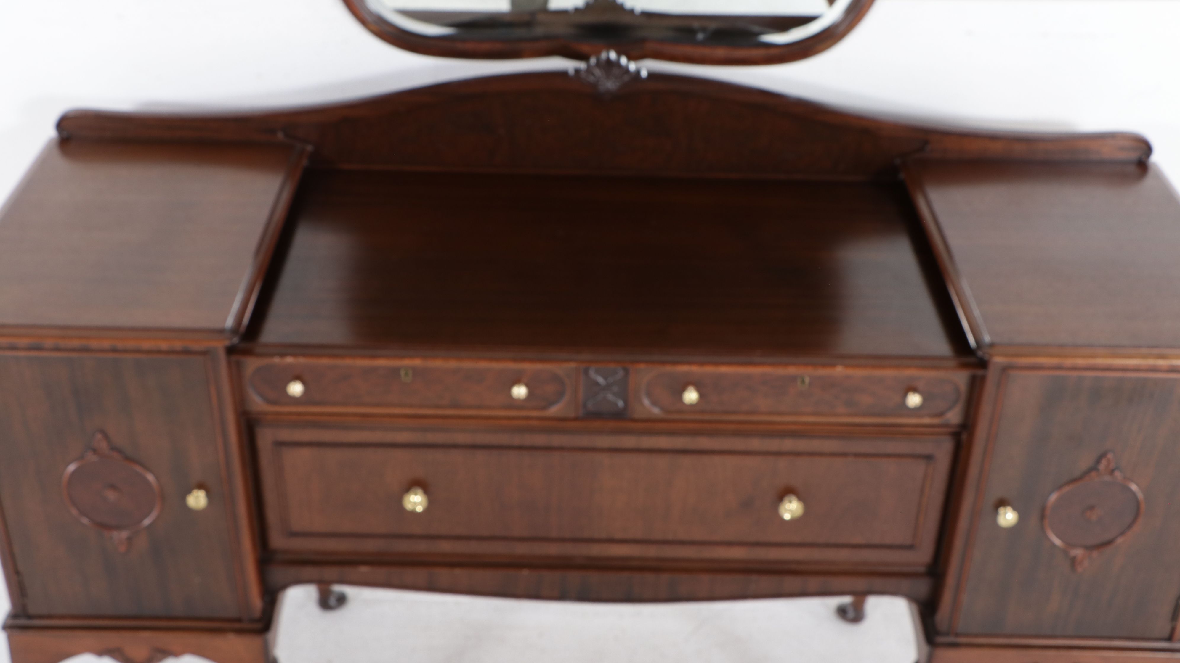 Queen Anne Style Mahogany Buffet with Mirror