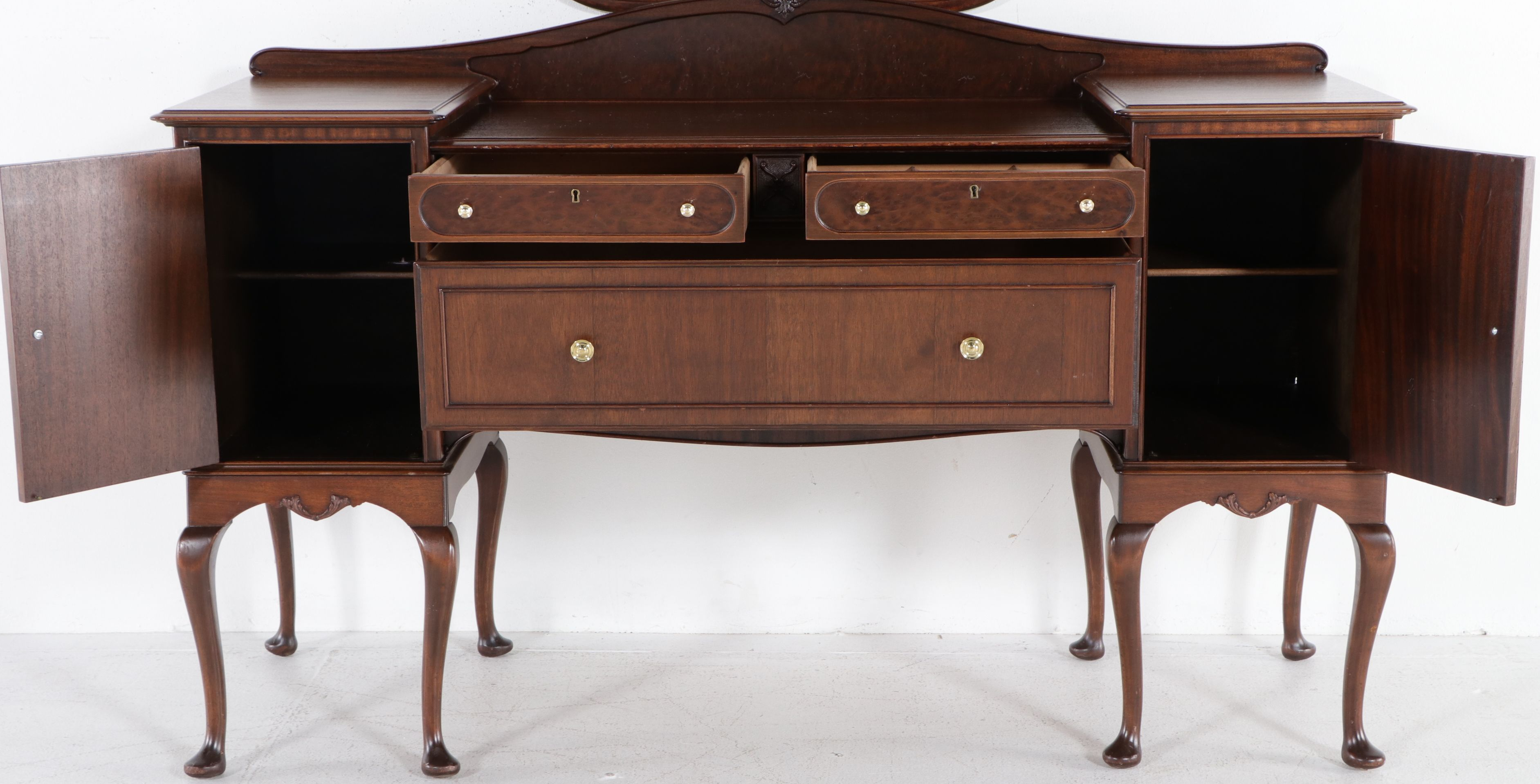 Queen Anne Style Mahogany Buffet with Mirror