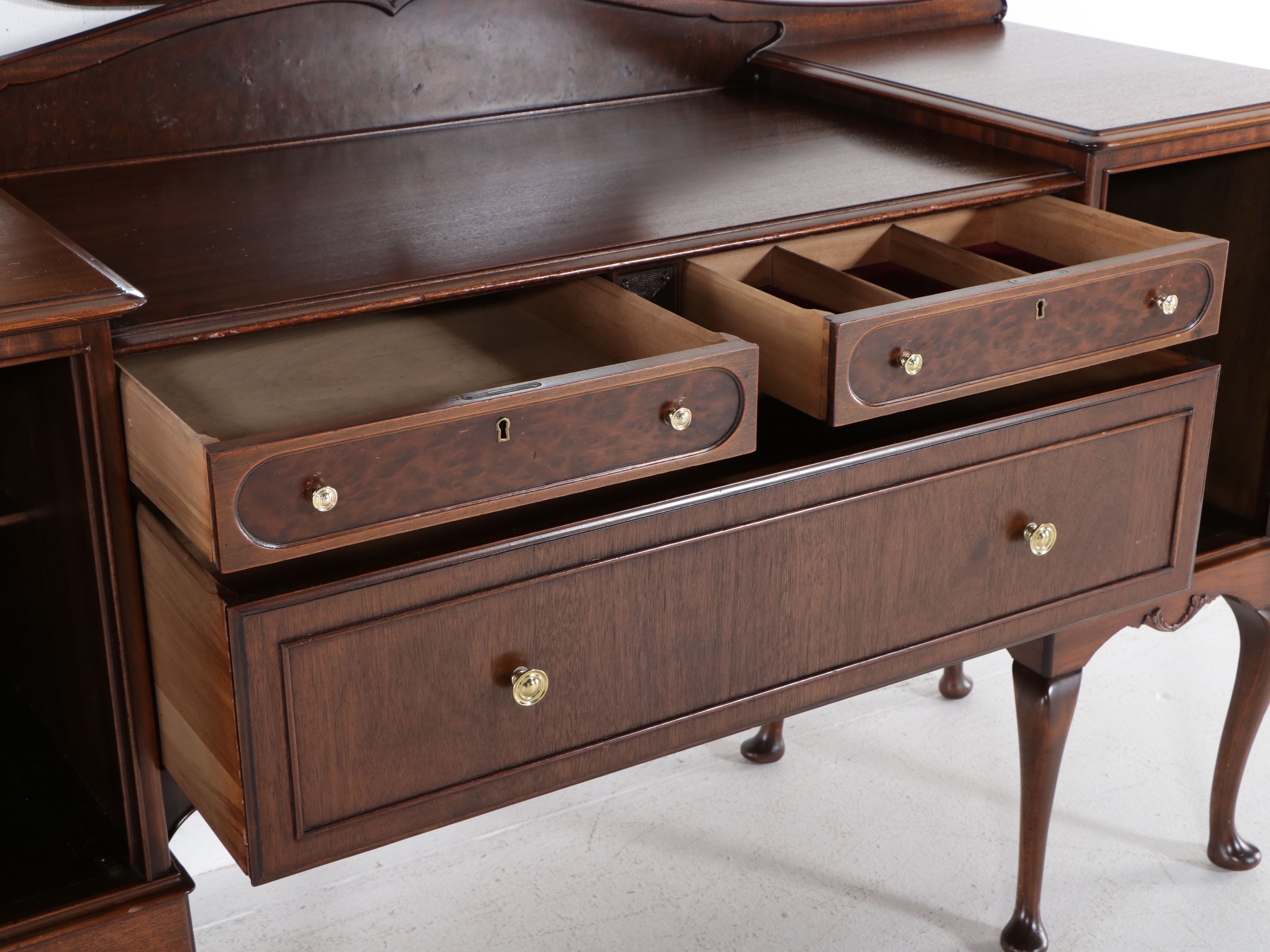 Queen Anne Style Mahogany Buffet with Mirror