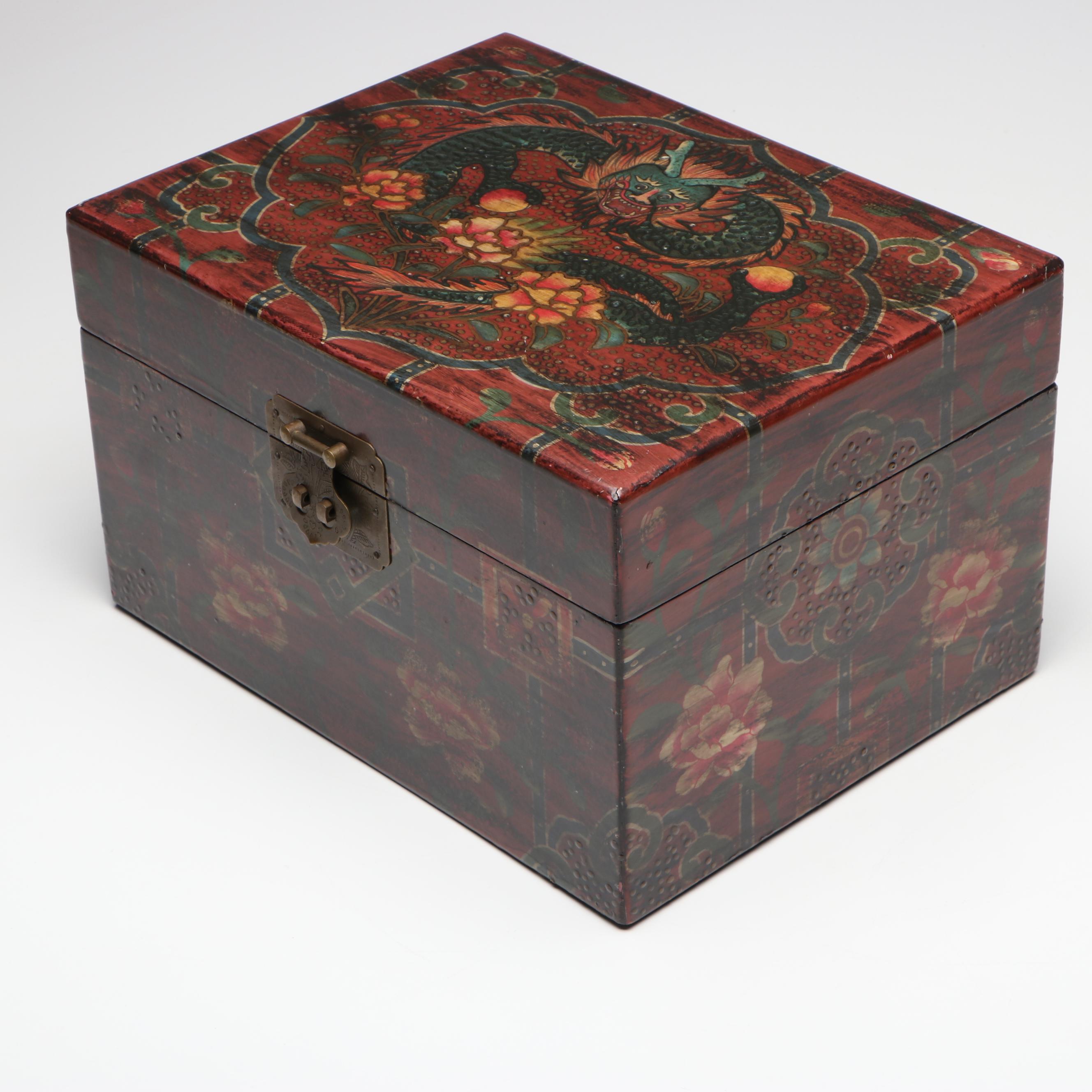 Chinese Lacquered Box with Dragon Design