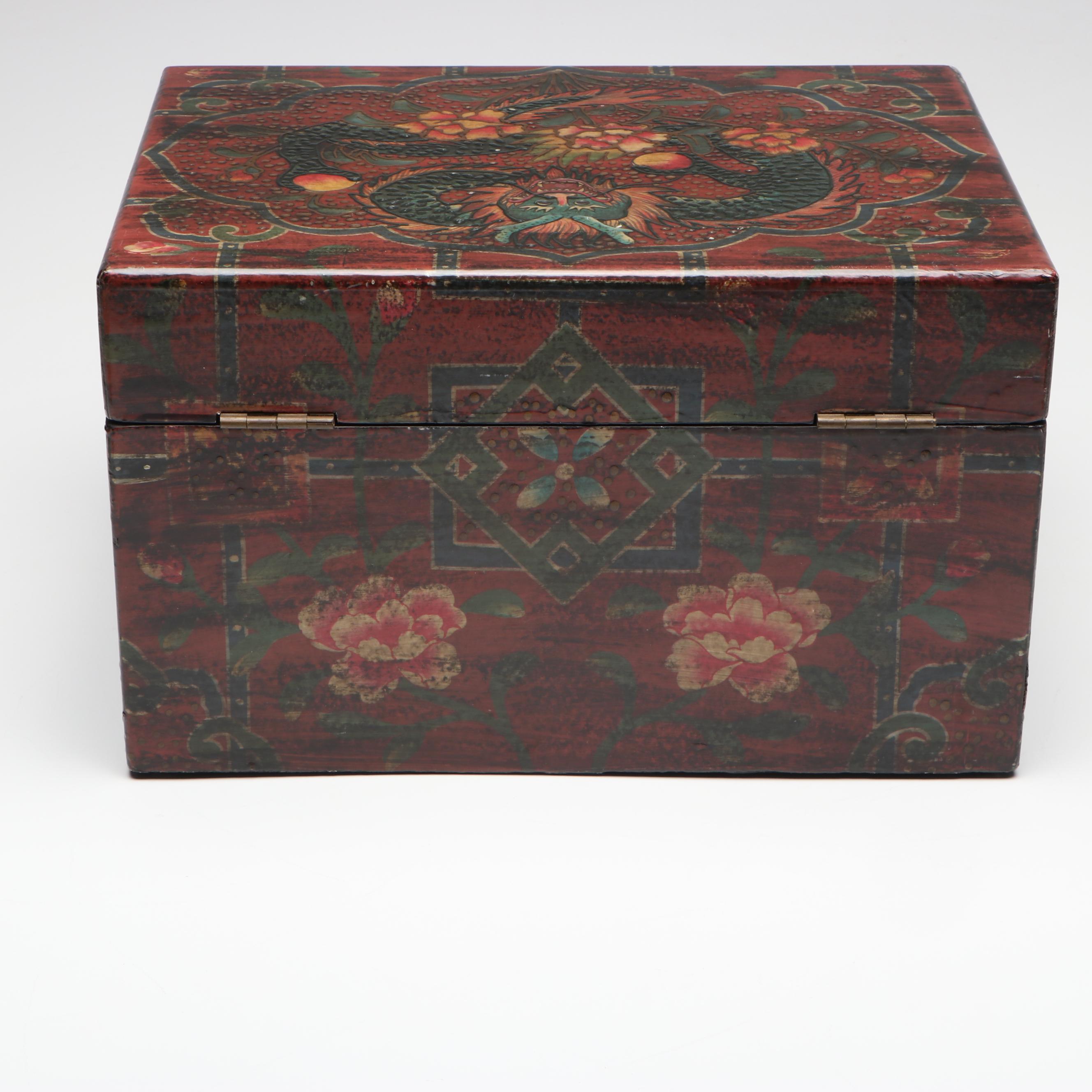 Chinese Lacquered Box with Dragon Design