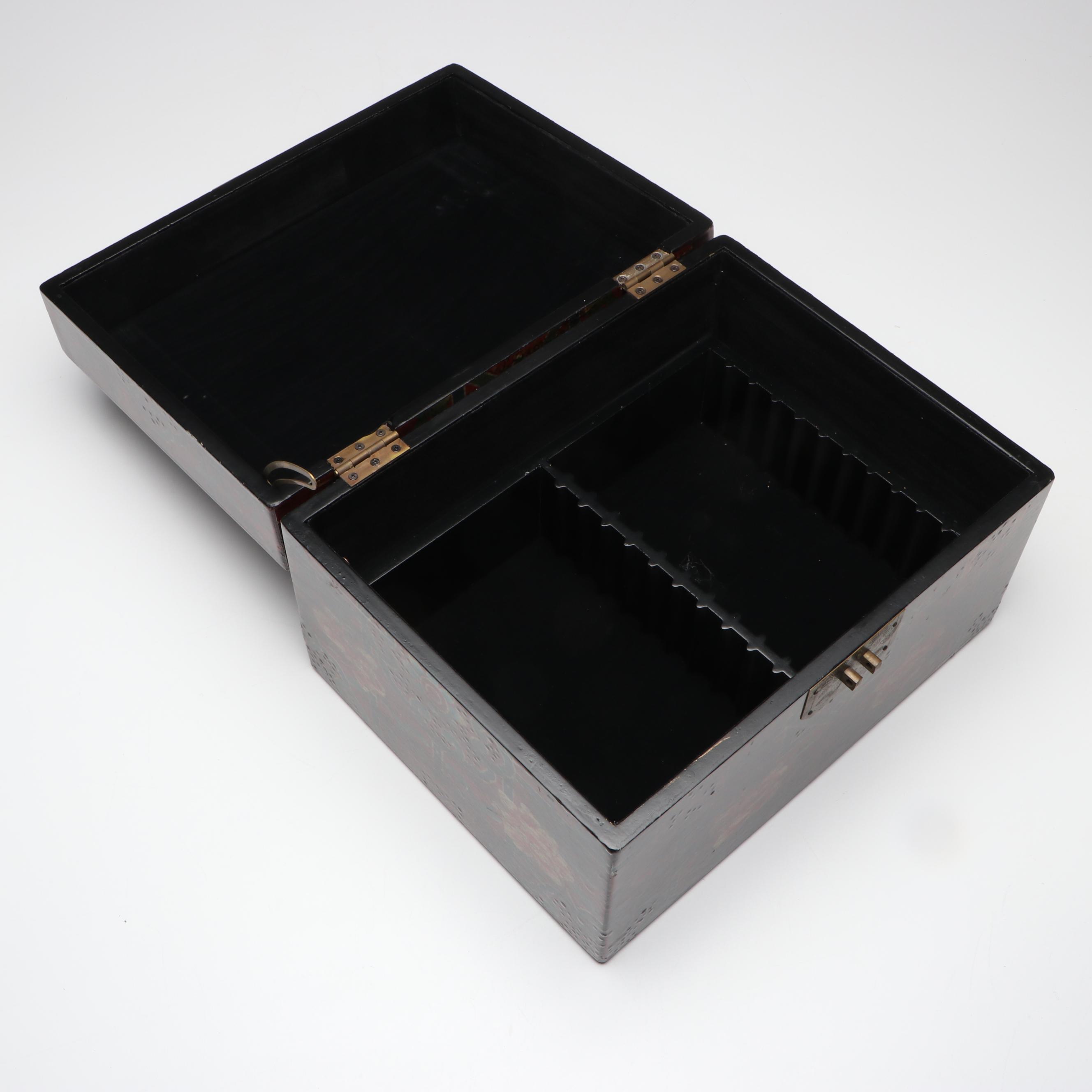 Chinese Lacquered Box with Dragon Design