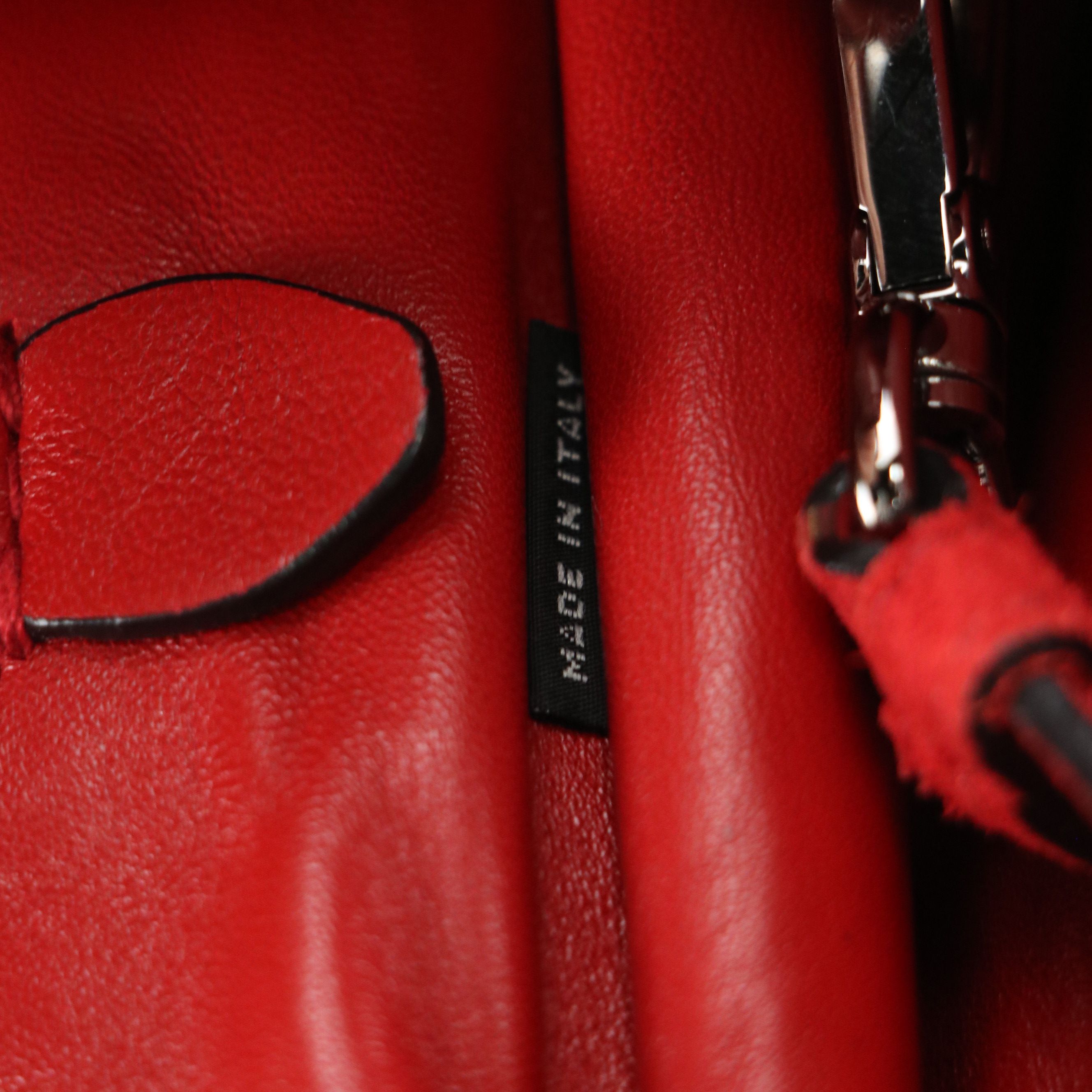 Prada Twin Pocket Two-Way Tote in Red Suede and Lambskin Leather