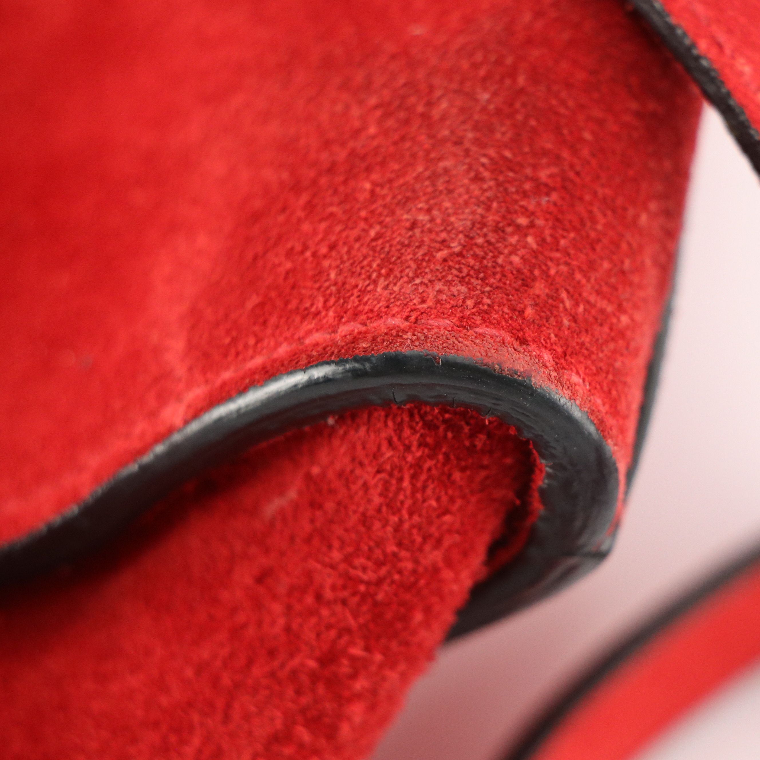 Prada Twin Pocket Two-Way Tote in Red Suede and Lambskin Leather