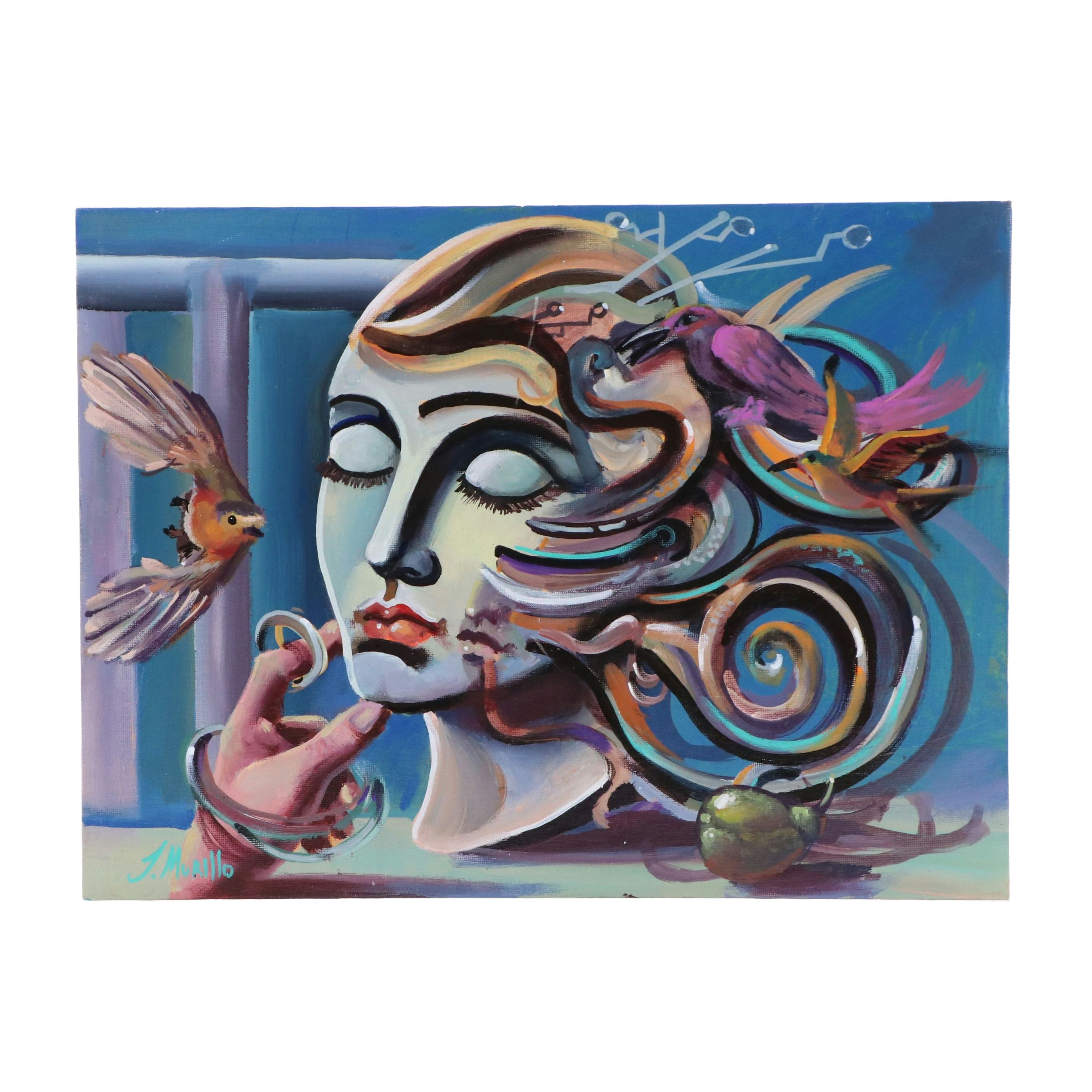 Jeshua Murillo Surrealist Acrylic Painting, 21st Century