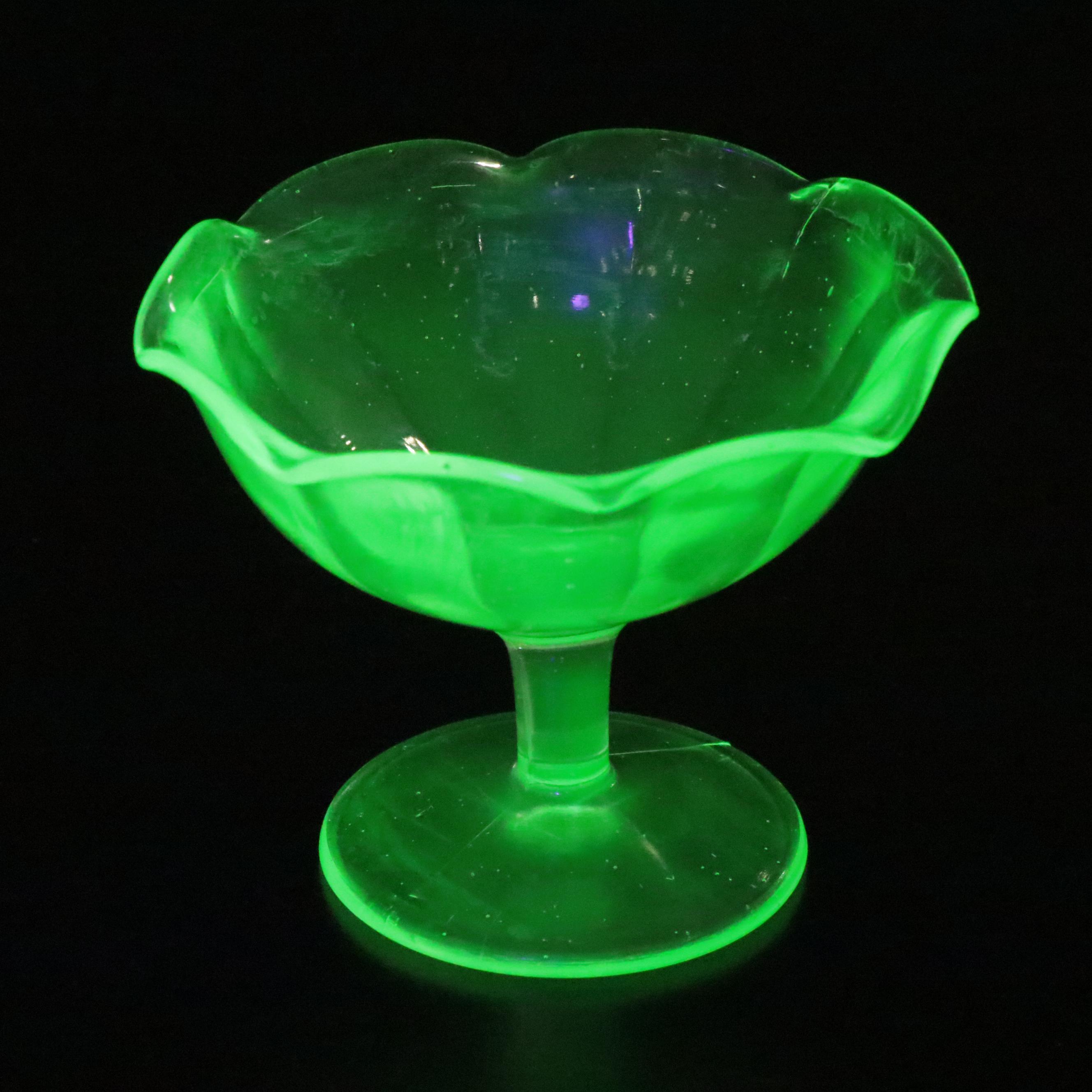 Uranium Depression Glass Ruffle Rim Low Sherbets
