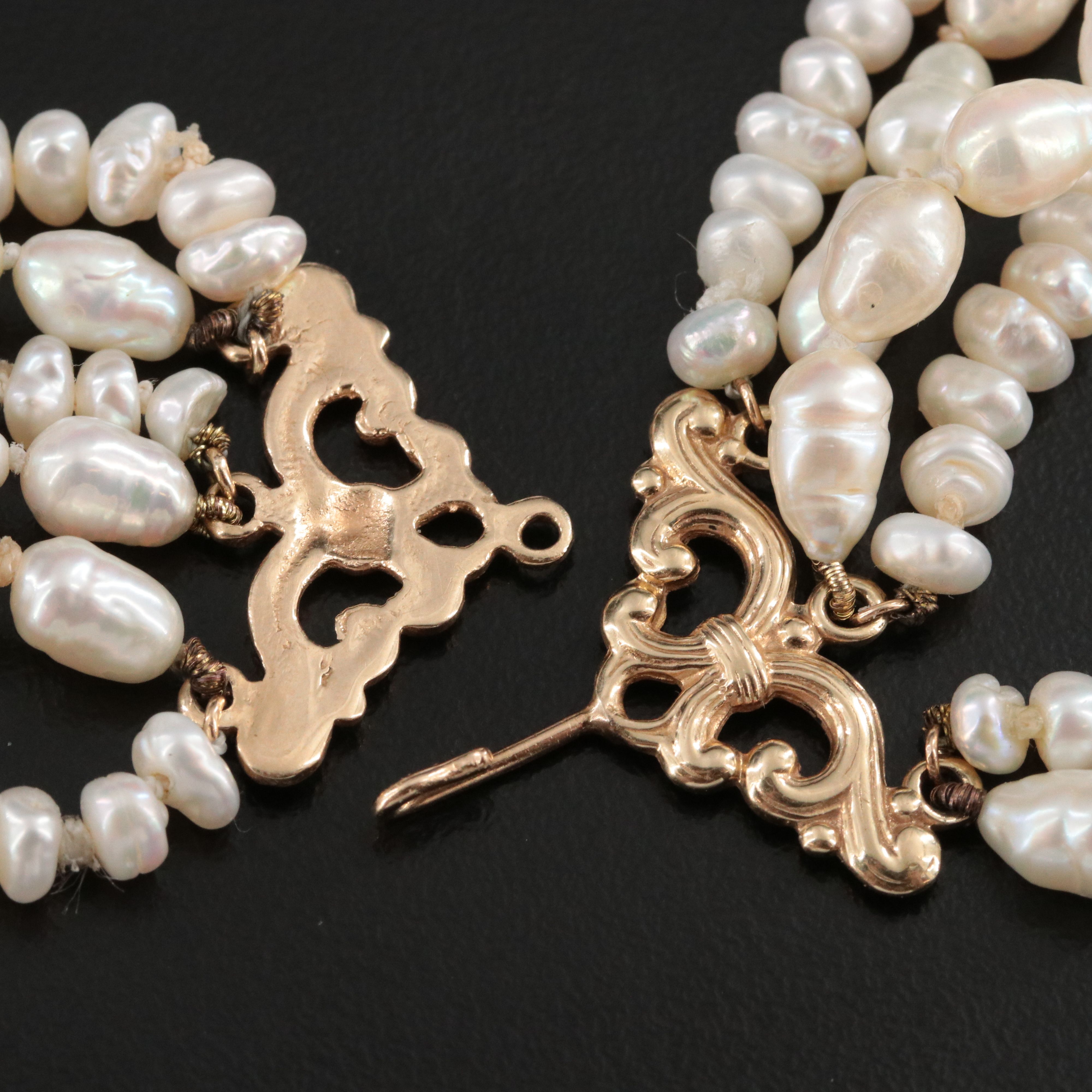 14K Tiered Baroque Pearl Necklace