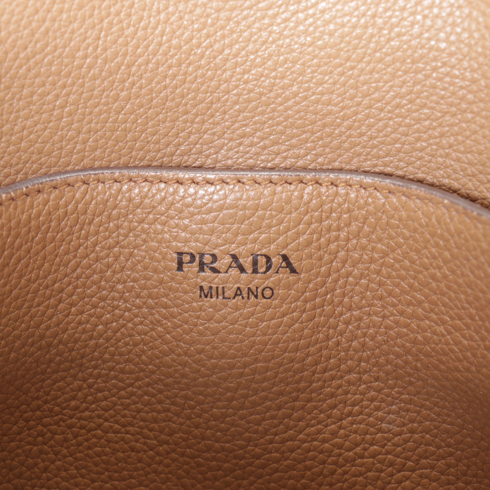 Prada Caramel Vitello Daino Hobo Shoulder Bag