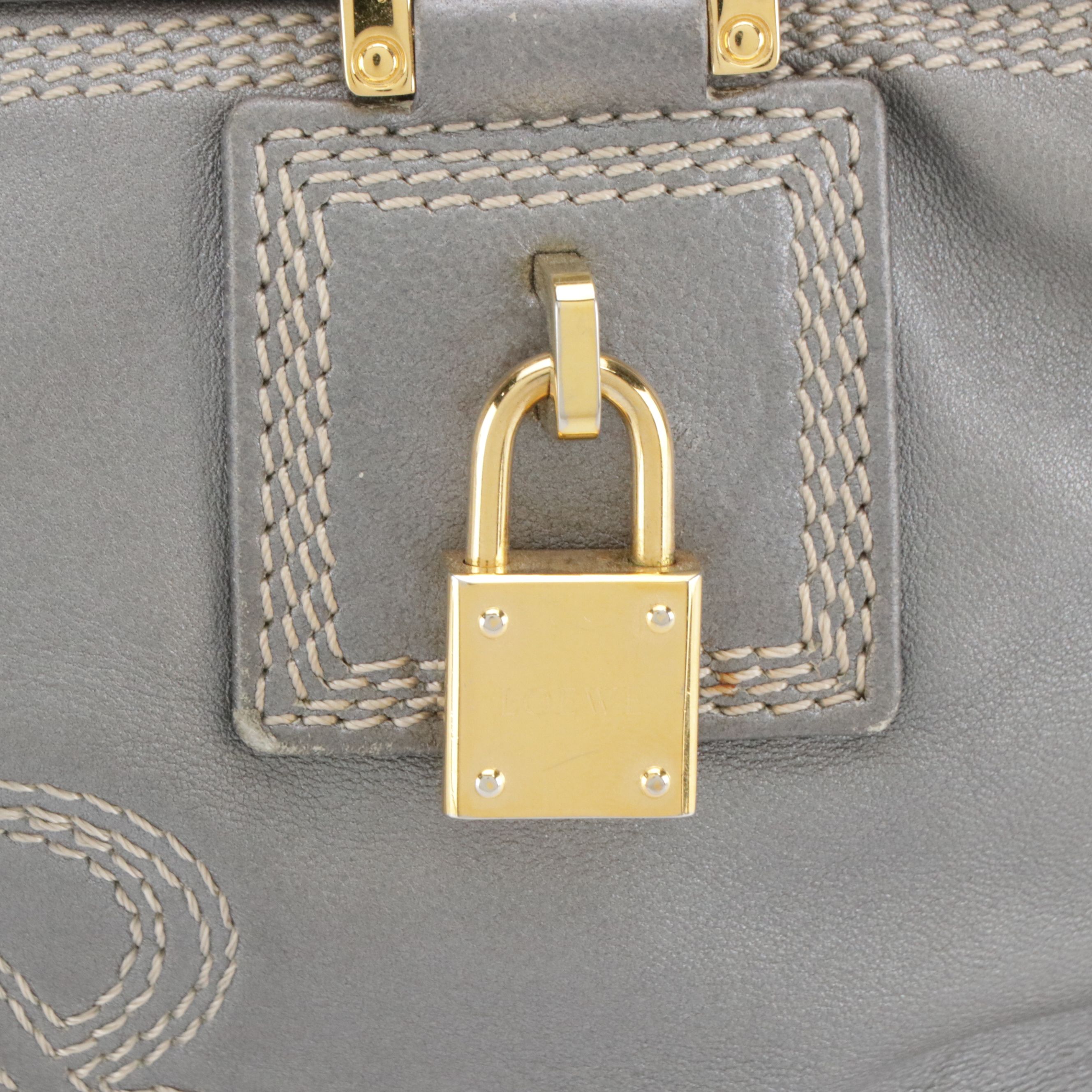 Loewe Amazona 28 Handbag in Silver Metallic Leather