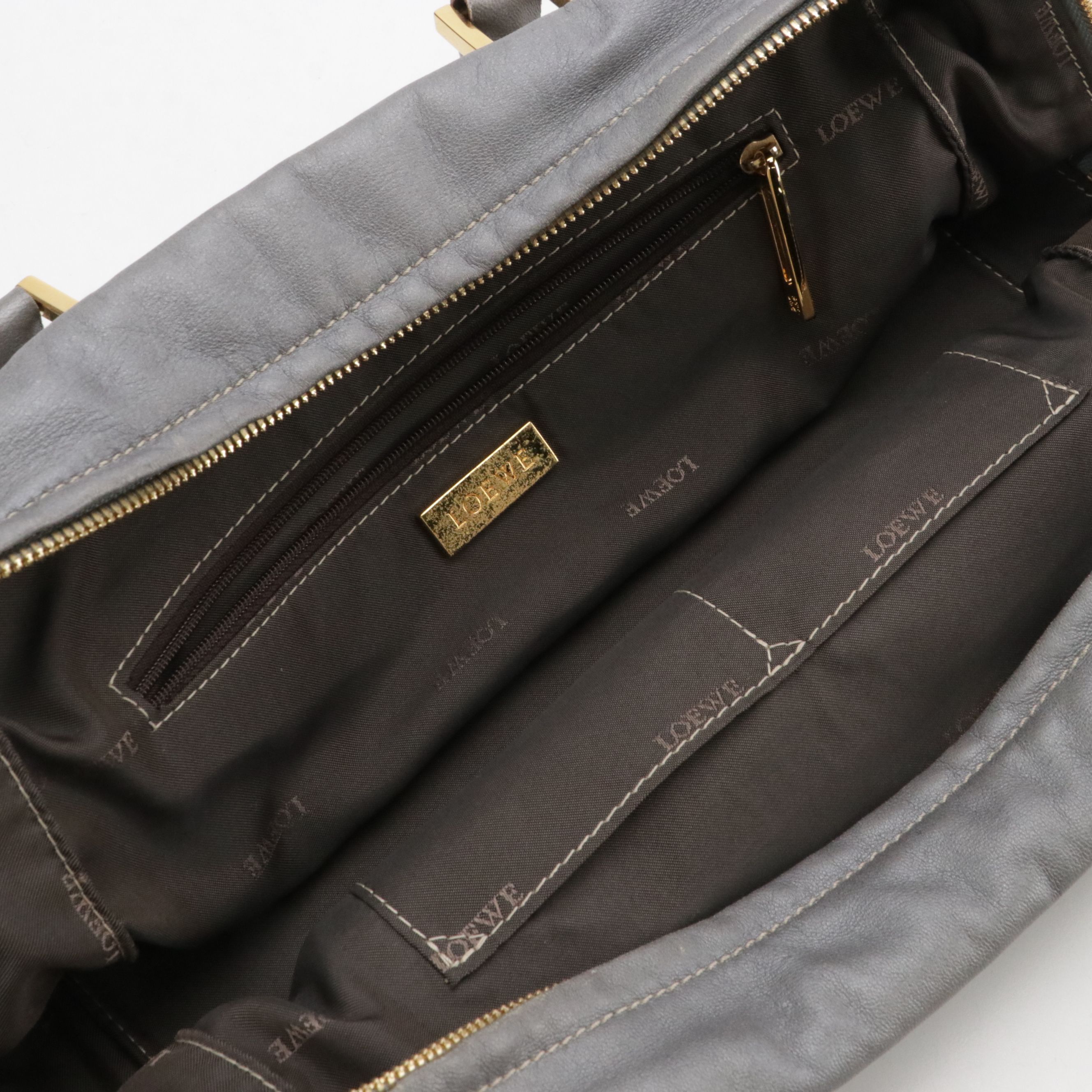 Loewe Amazona 28 Handbag in Silver Metallic Leather