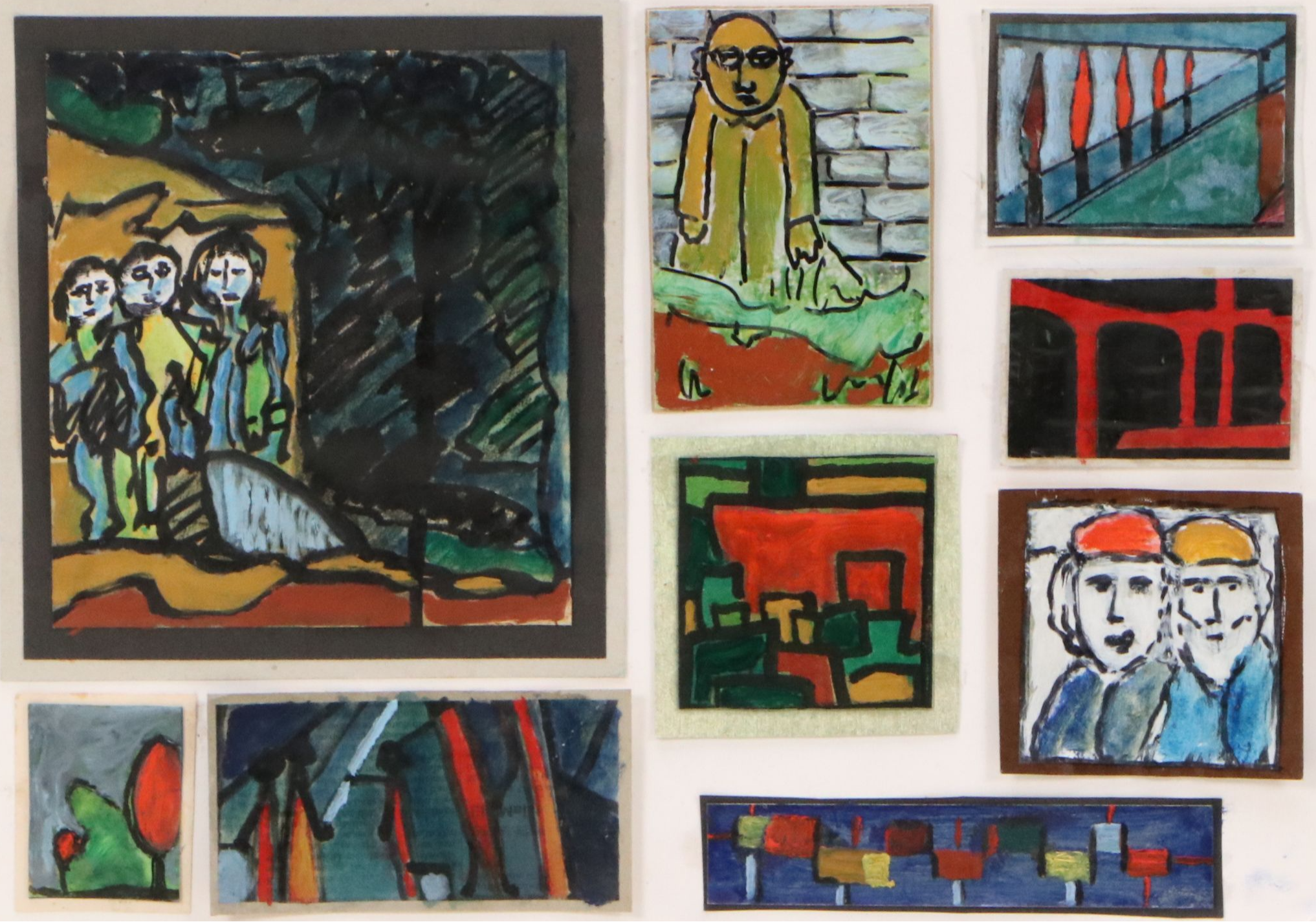 Modernist Style Figurative Mixed Media Painting Assemblage, 21st Century