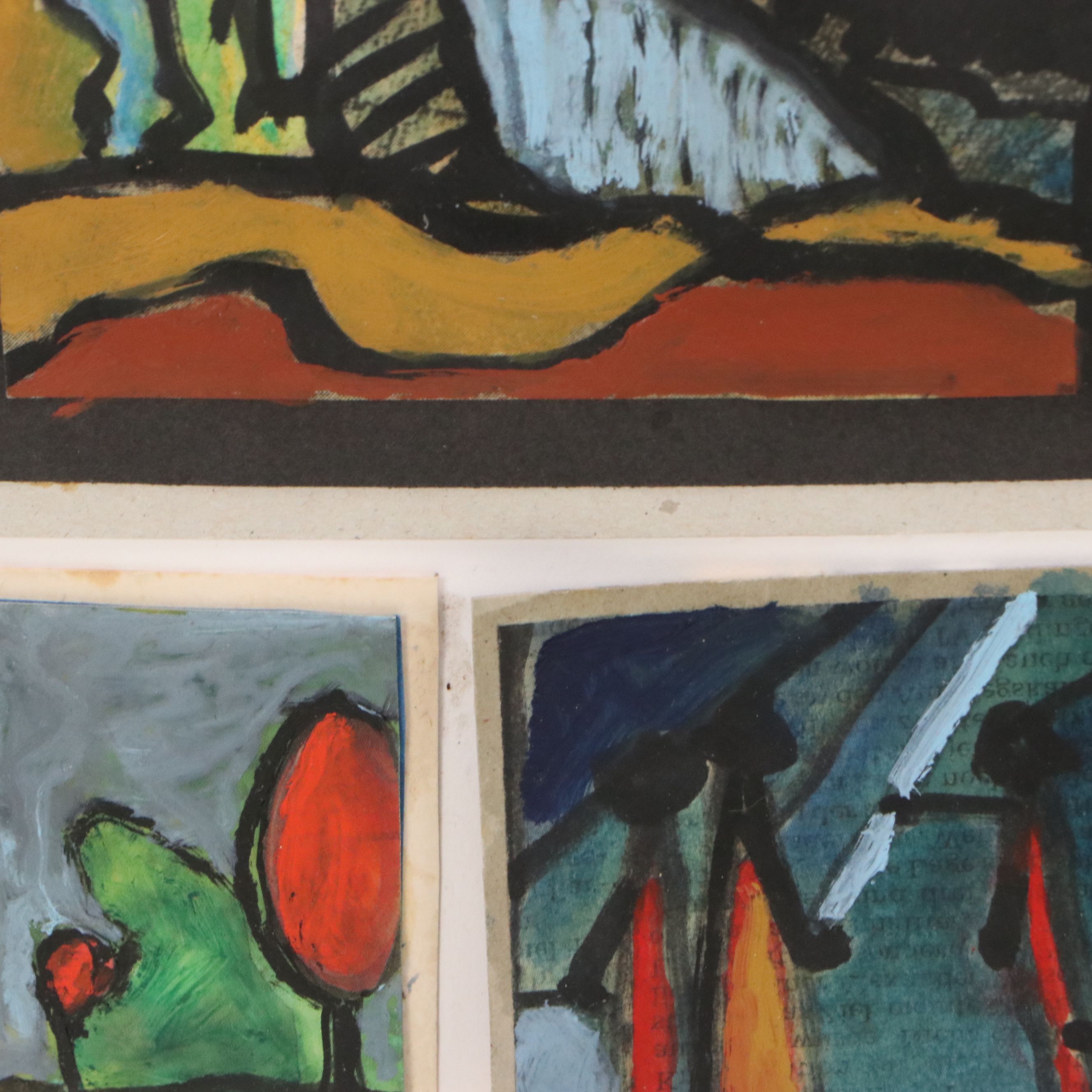 Modernist Style Figurative Mixed Media Painting Assemblage, 21st Century