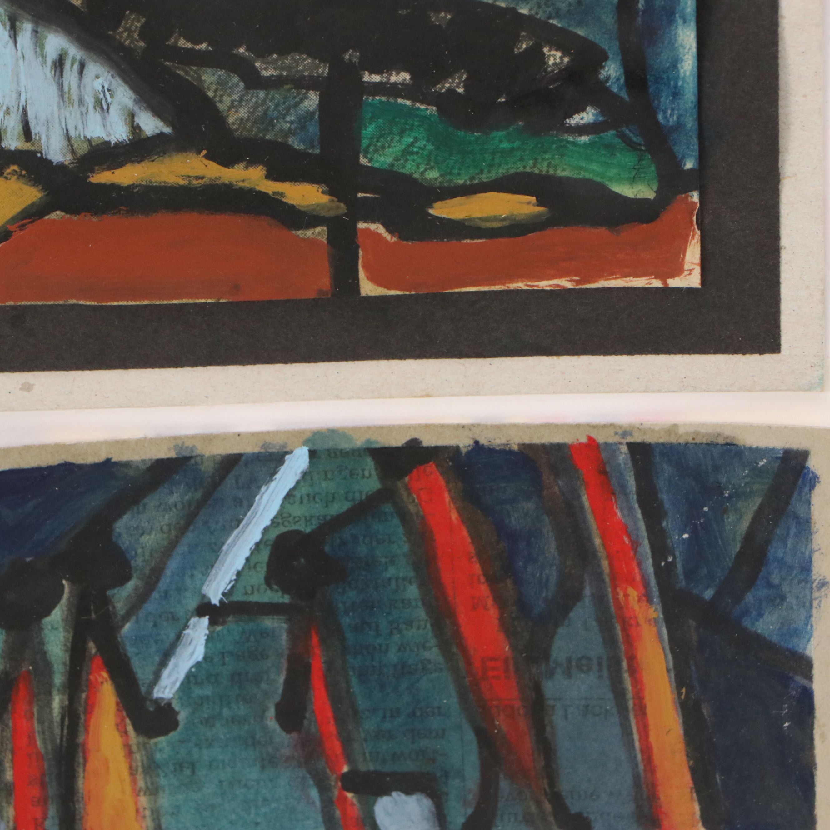 Modernist Style Figurative Mixed Media Painting Assemblage, 21st Century