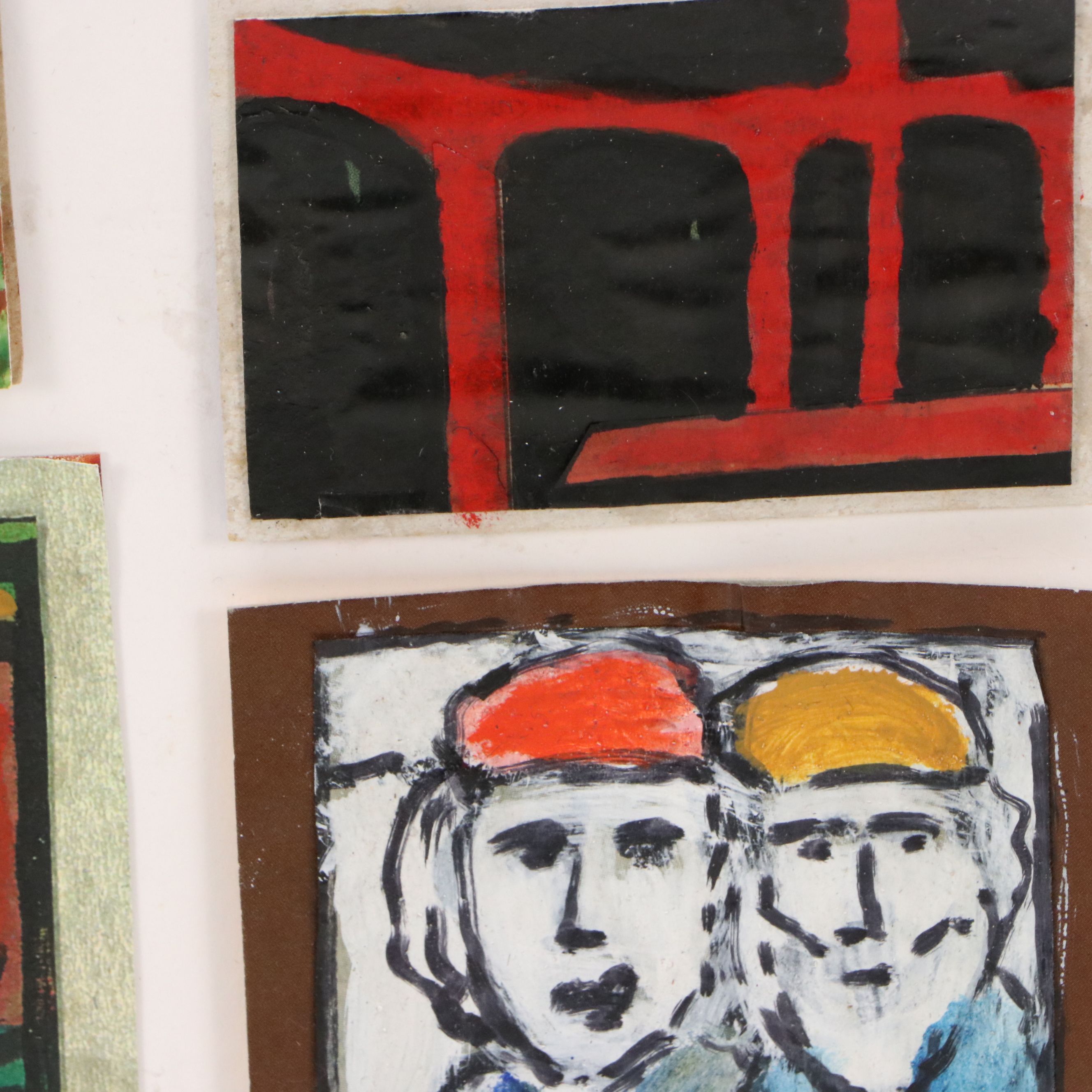 Modernist Style Figurative Mixed Media Painting Assemblage, 21st Century