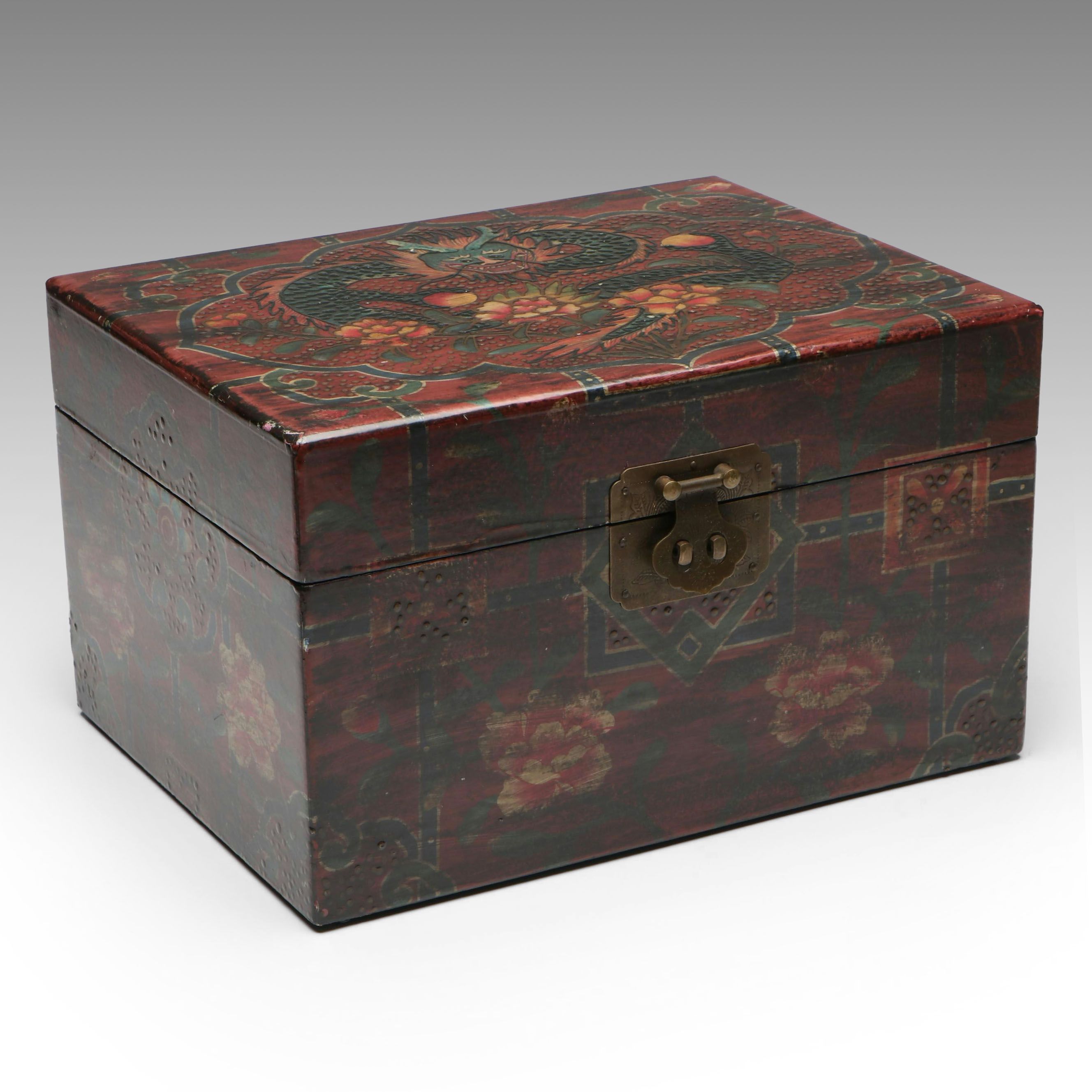 Chinese Lacquered Box with Dragon Design