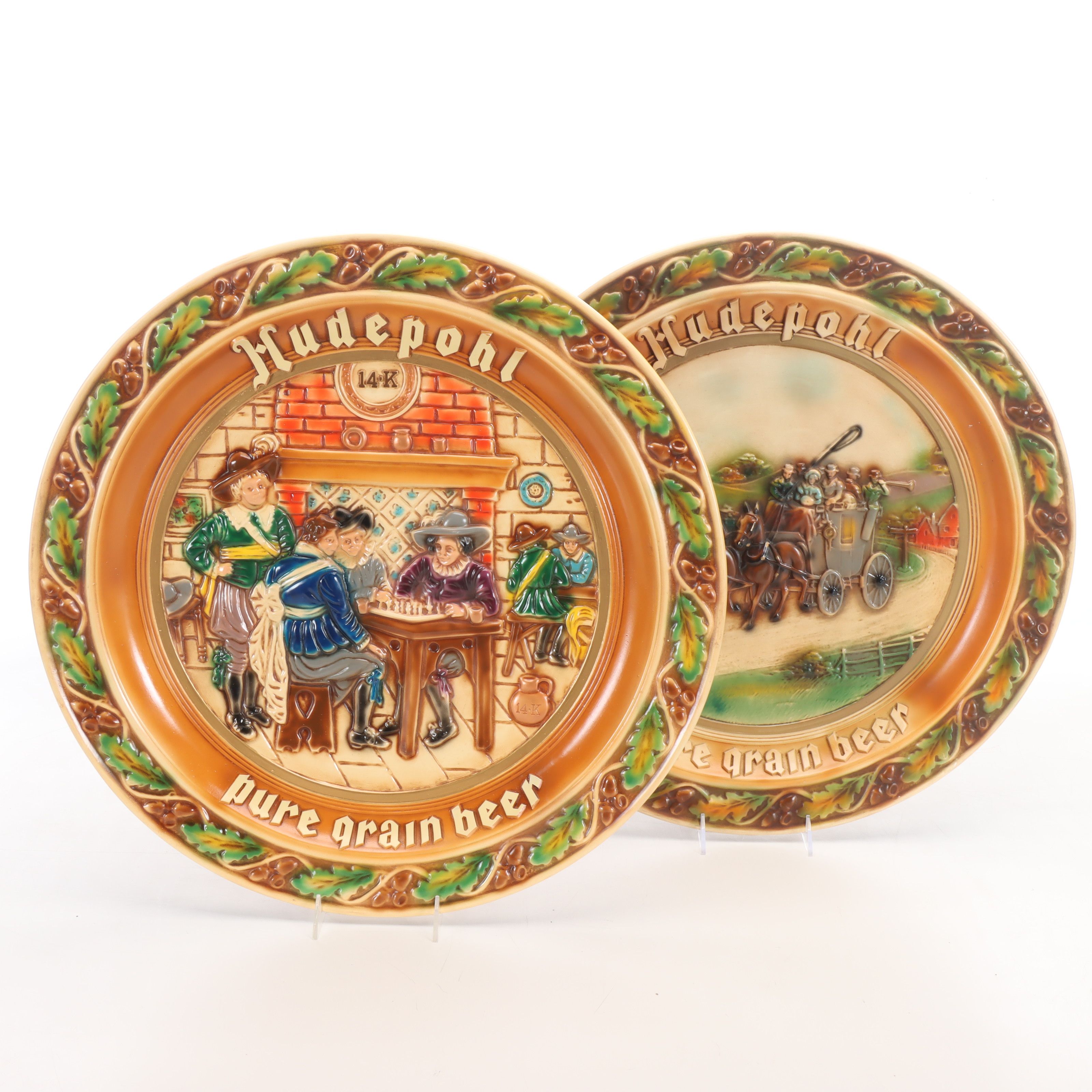 Hudepohl "Pure Grain Beer" Chalkware Wall Hanging, Vintage