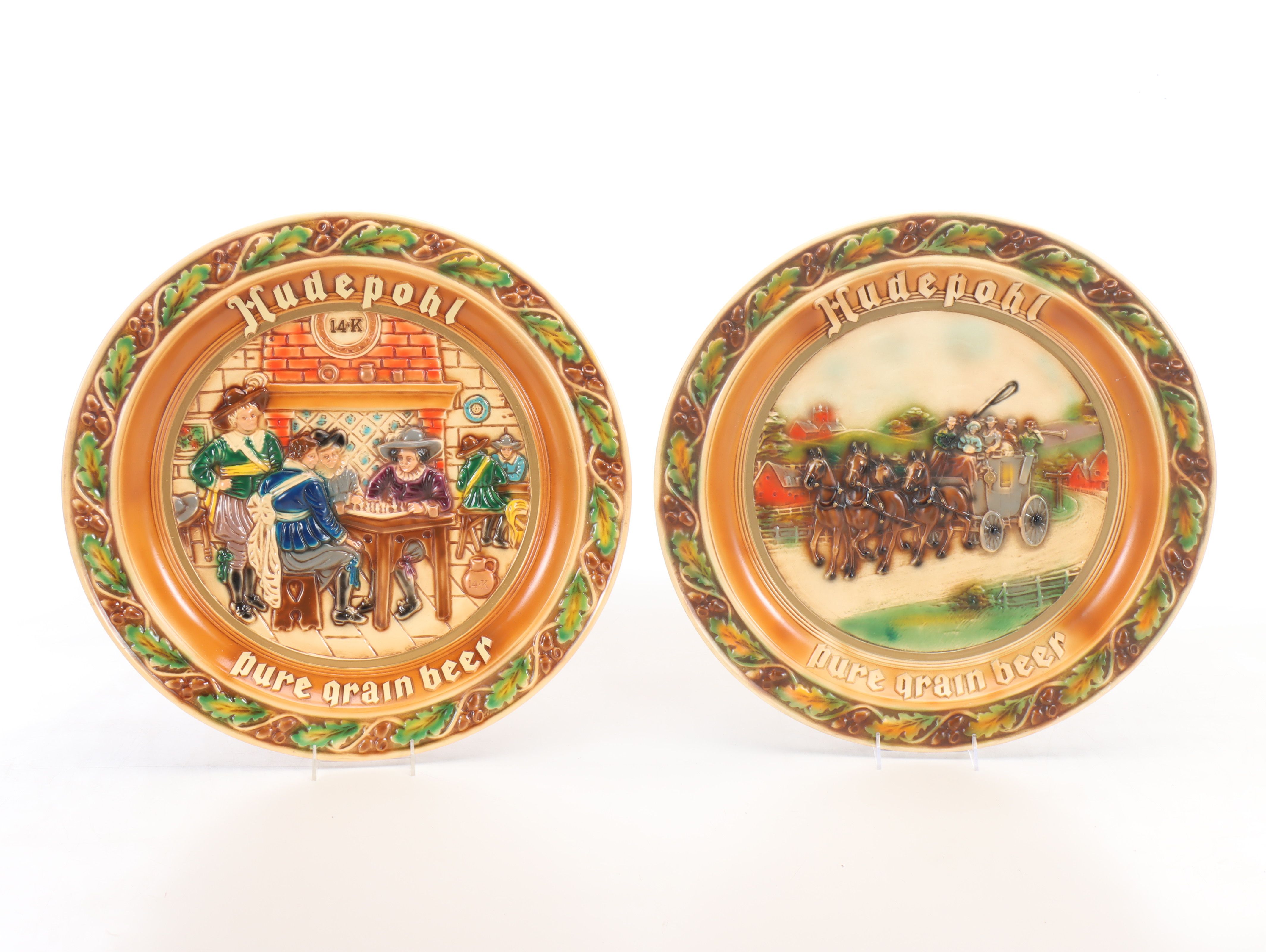 Hudepohl "Pure Grain Beer" Chalkware Wall Hanging, Vintage