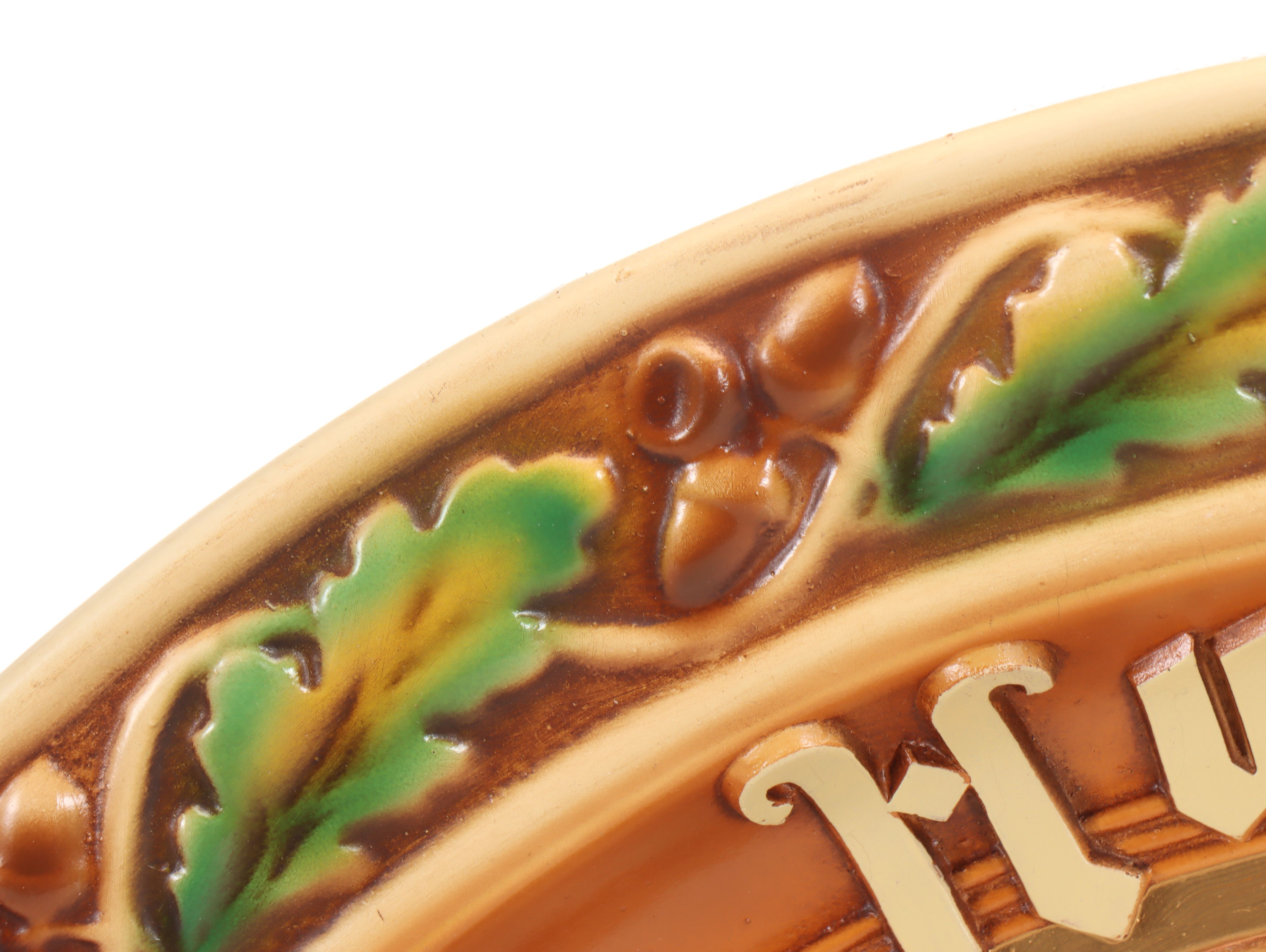 Hudepohl "Pure Grain Beer" Chalkware Wall Hanging, Vintage