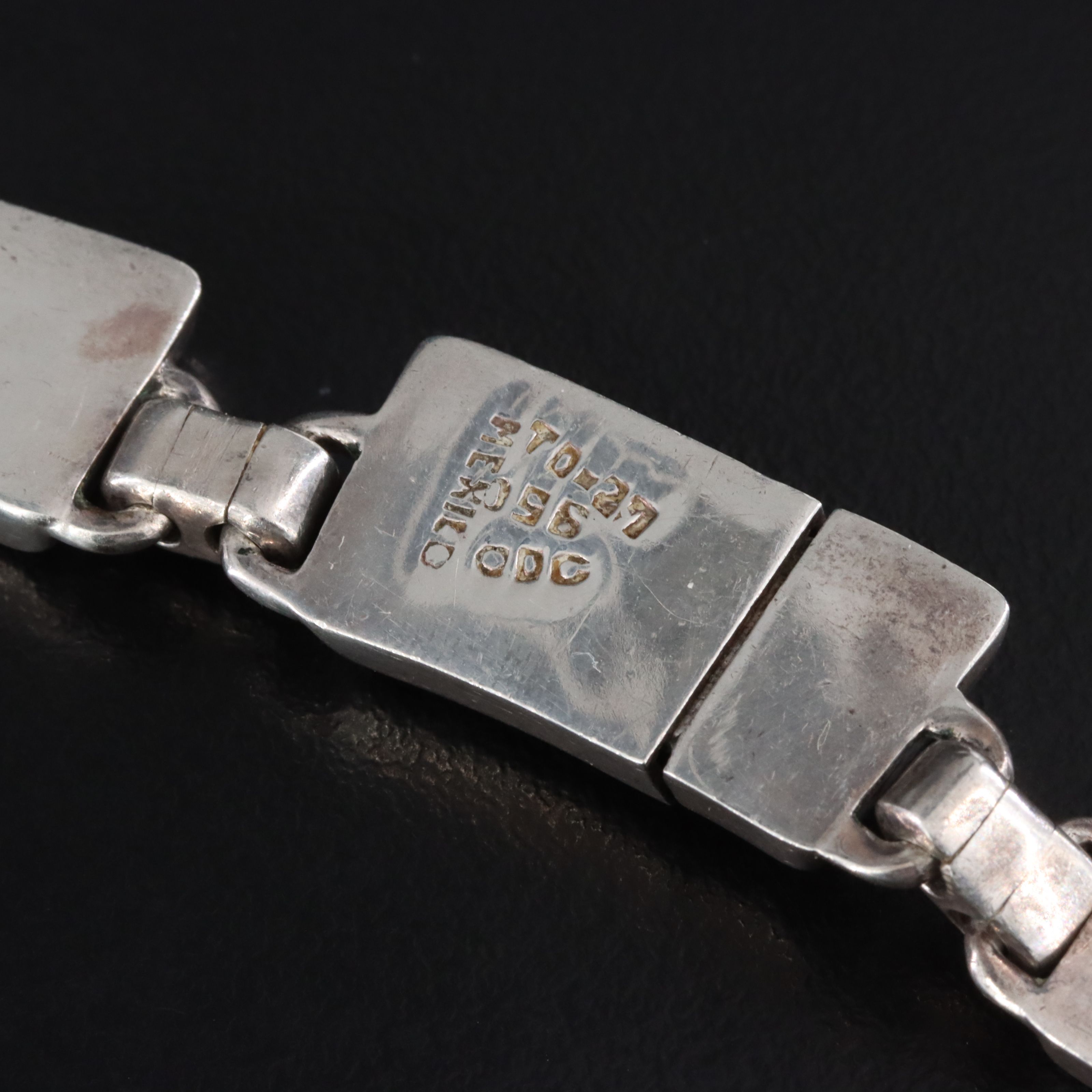 Mexican Modernist 950 Silver Obsidian Fringe Necklace