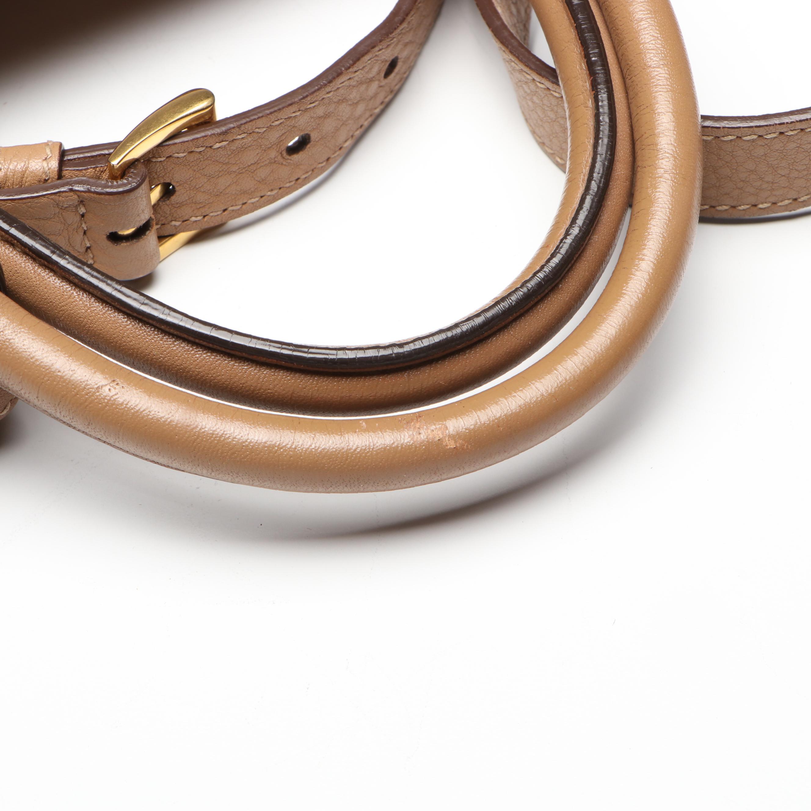 Prada Two-Way Shopping Tote in Beige Vitello Daino Leather