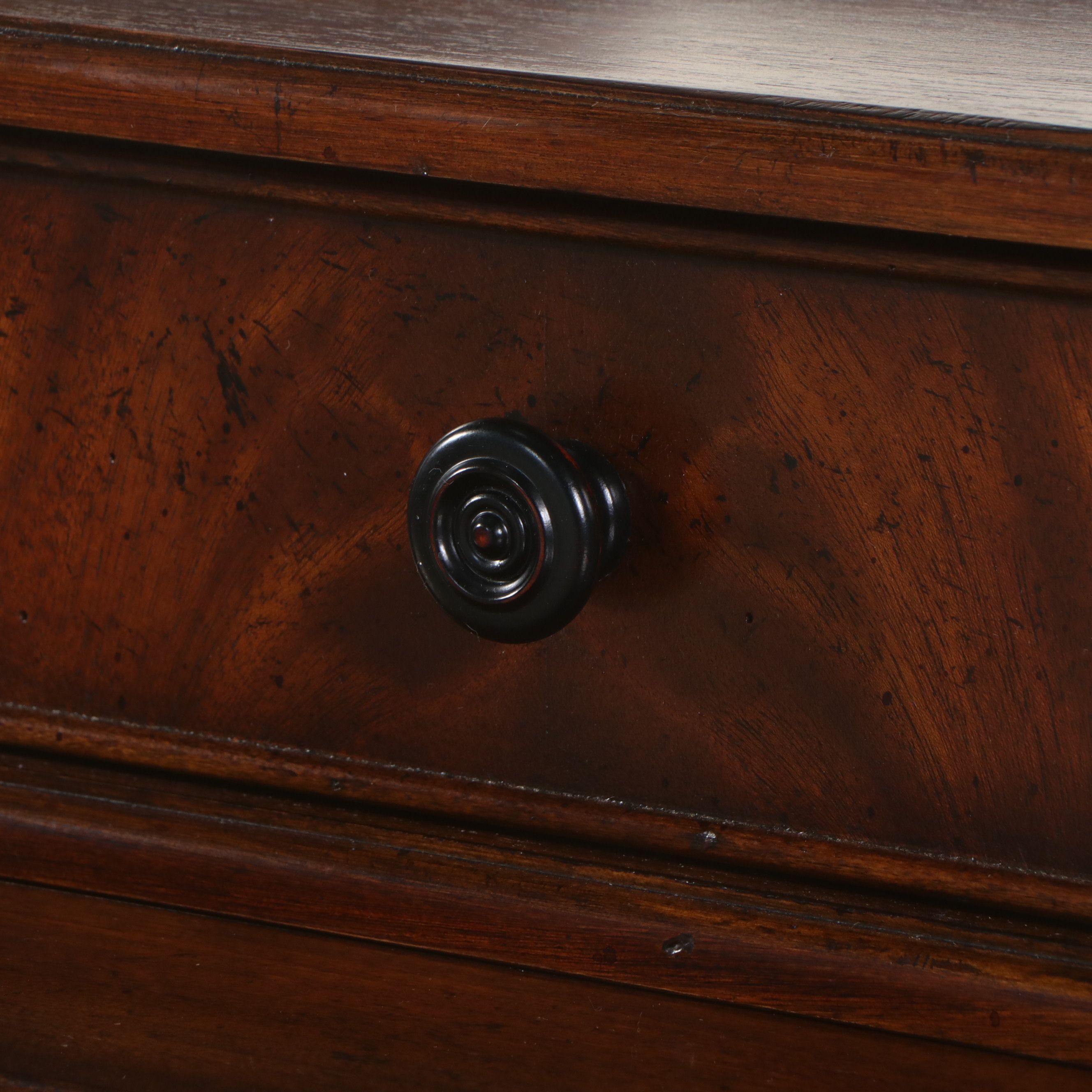 Contemporary Empire Style Mahogany Finish Buffet with Inset Mirror