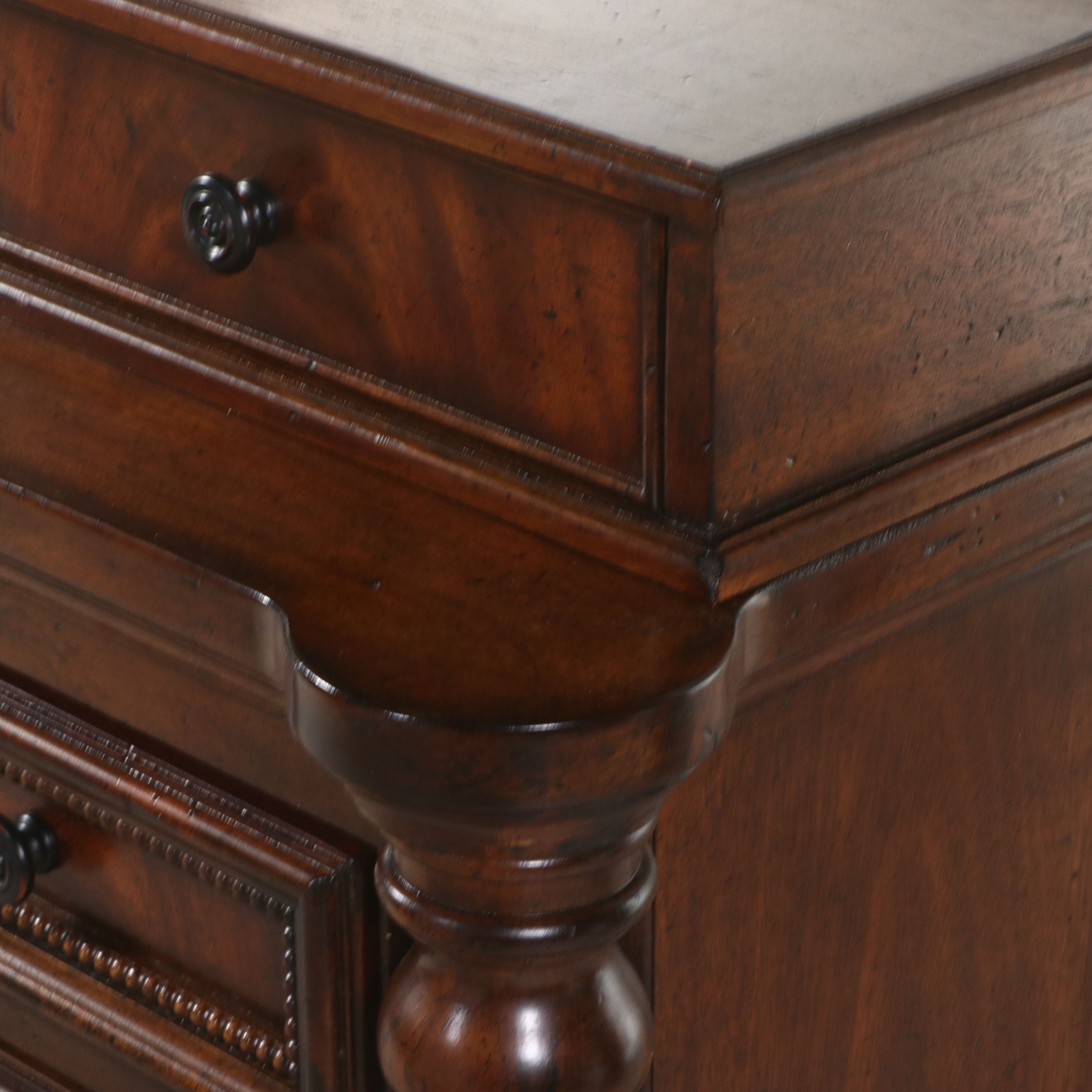 Contemporary Empire Style Mahogany Finish Buffet with Inset Mirror