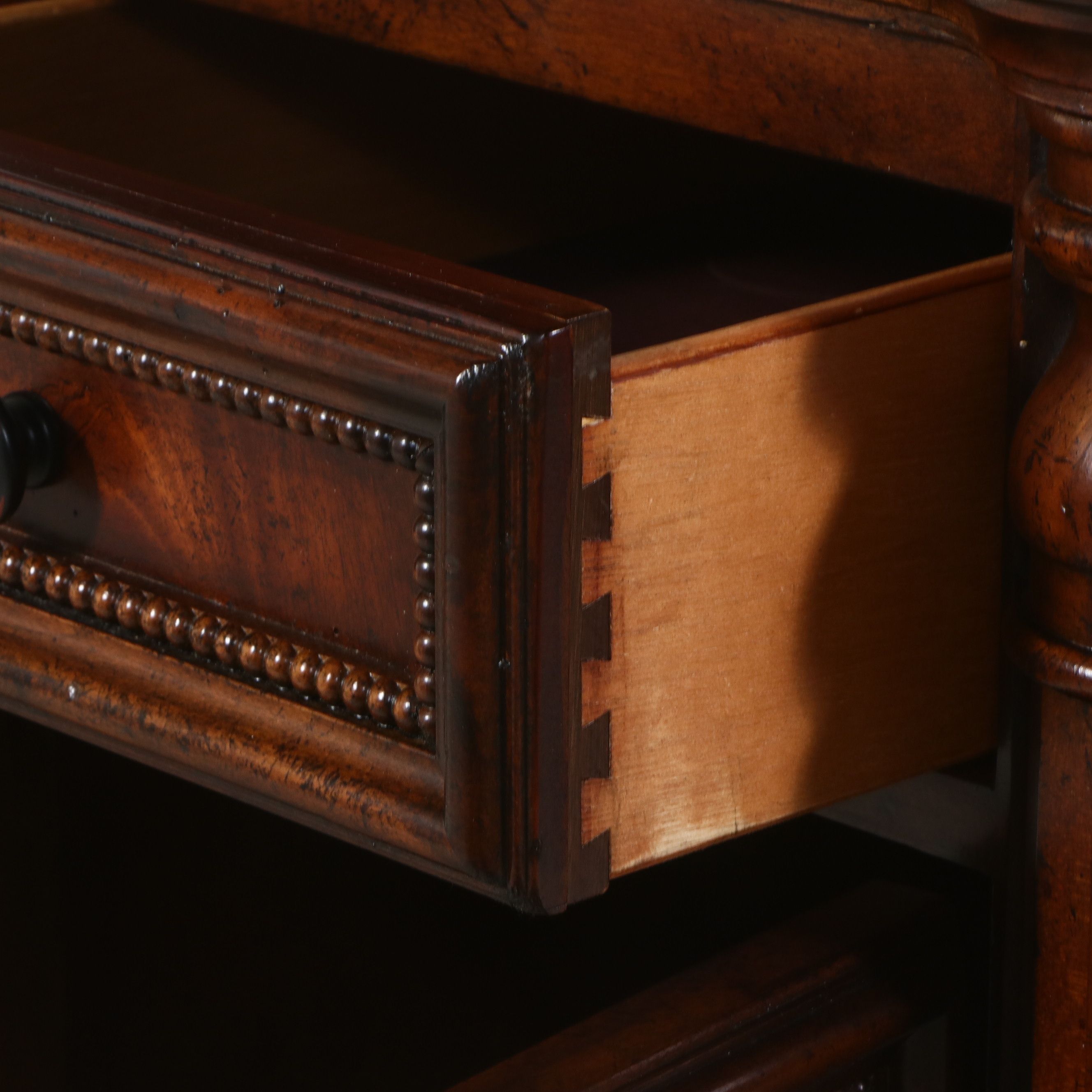 Contemporary Empire Style Mahogany Finish Buffet with Inset Mirror