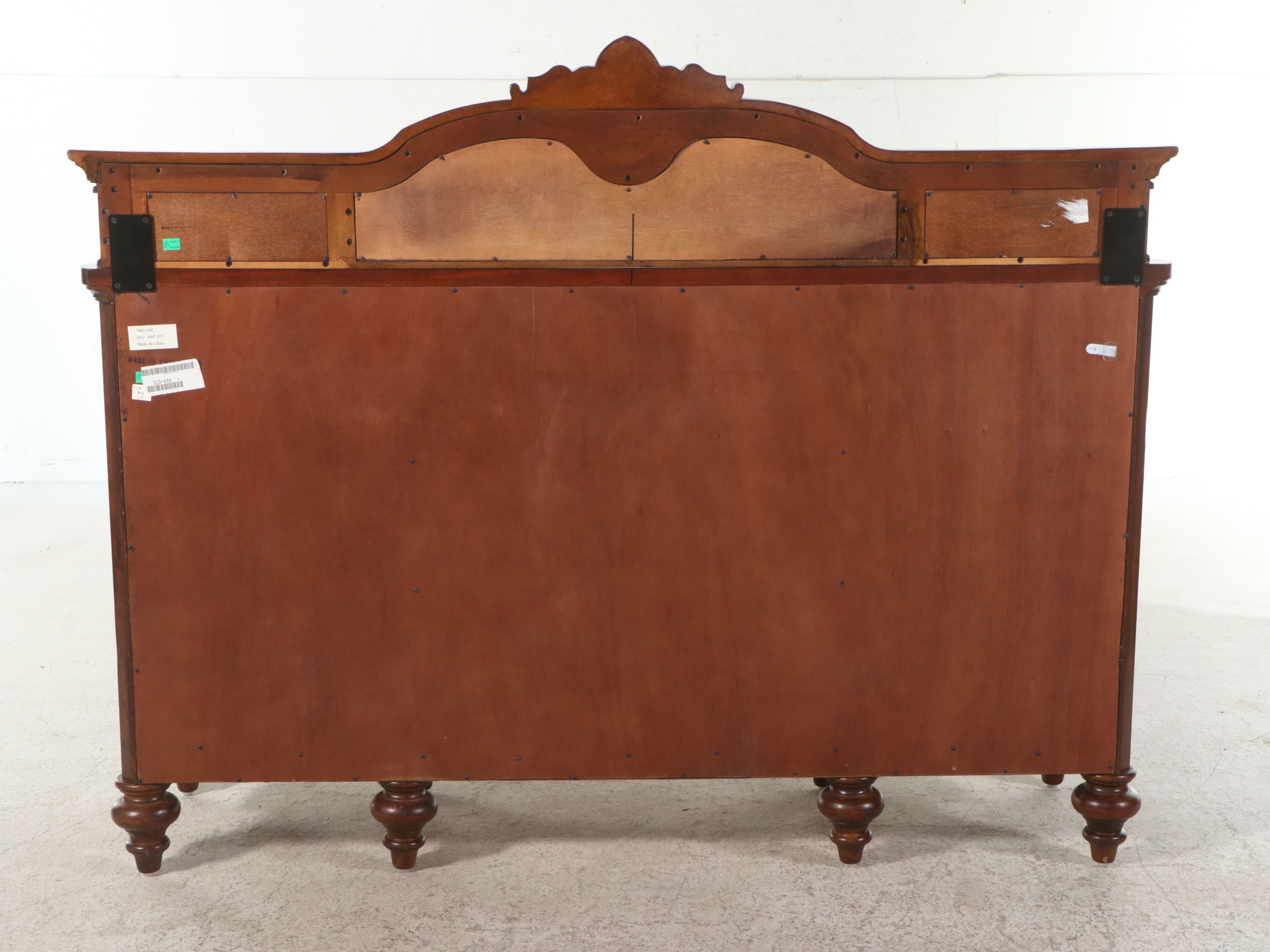 Contemporary Empire Style Mahogany Finish Buffet with Inset Mirror