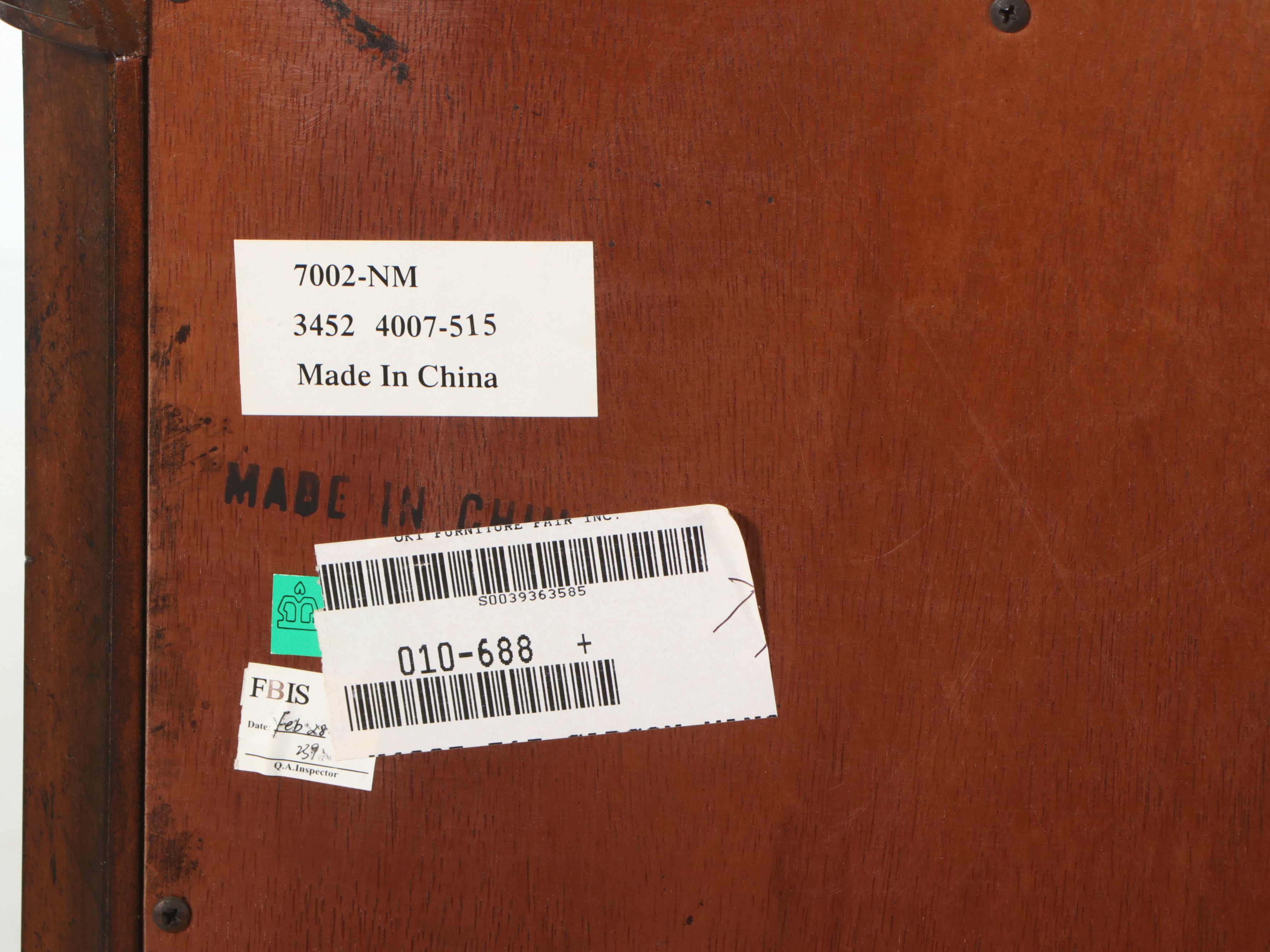 Contemporary Empire Style Mahogany Finish Buffet with Inset Mirror