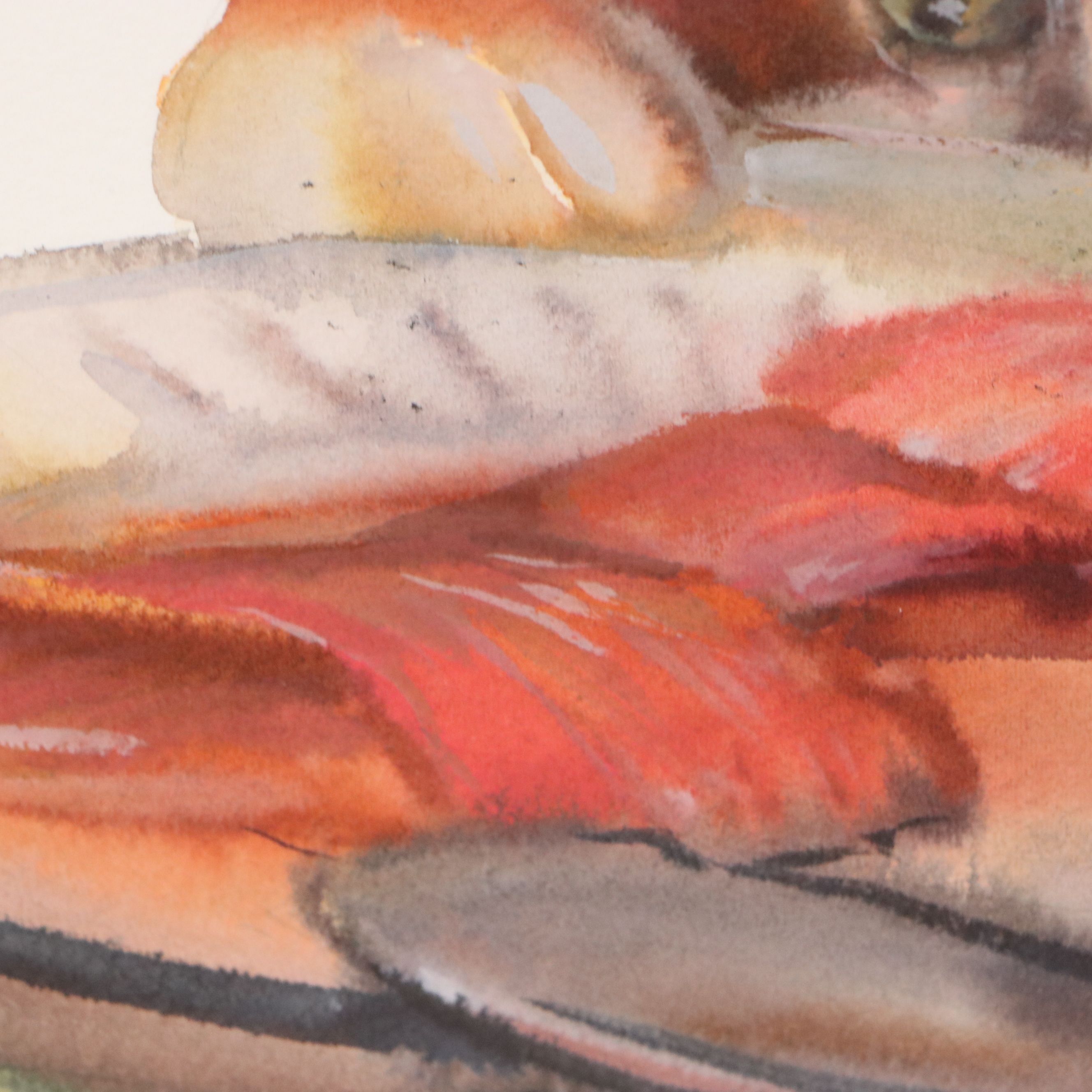 Inga Kovalenko Watercolor Painting of Cat Peering Over Plate, 2026