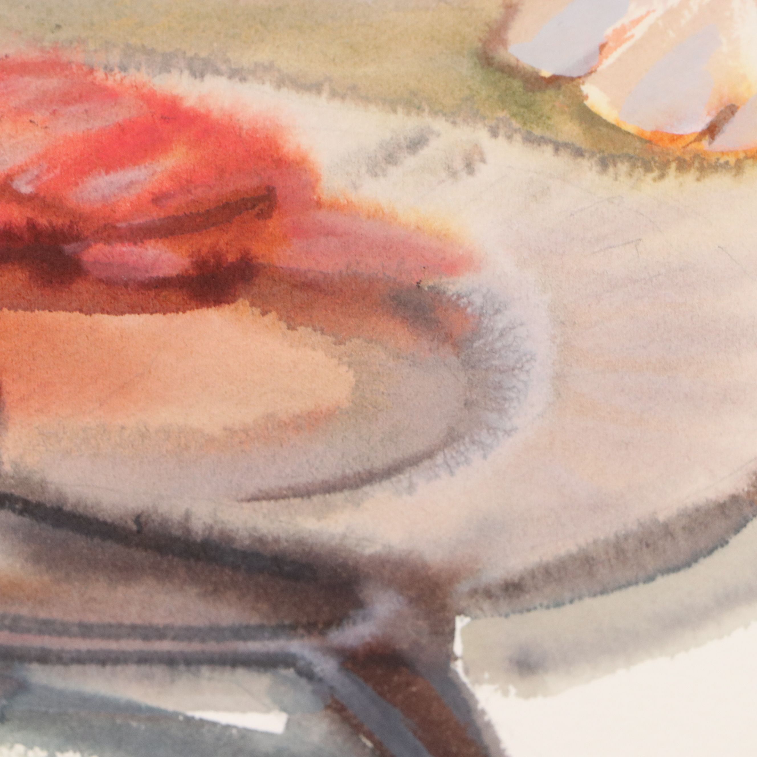 Inga Kovalenko Watercolor Painting of Cat Peering Over Plate, 2026