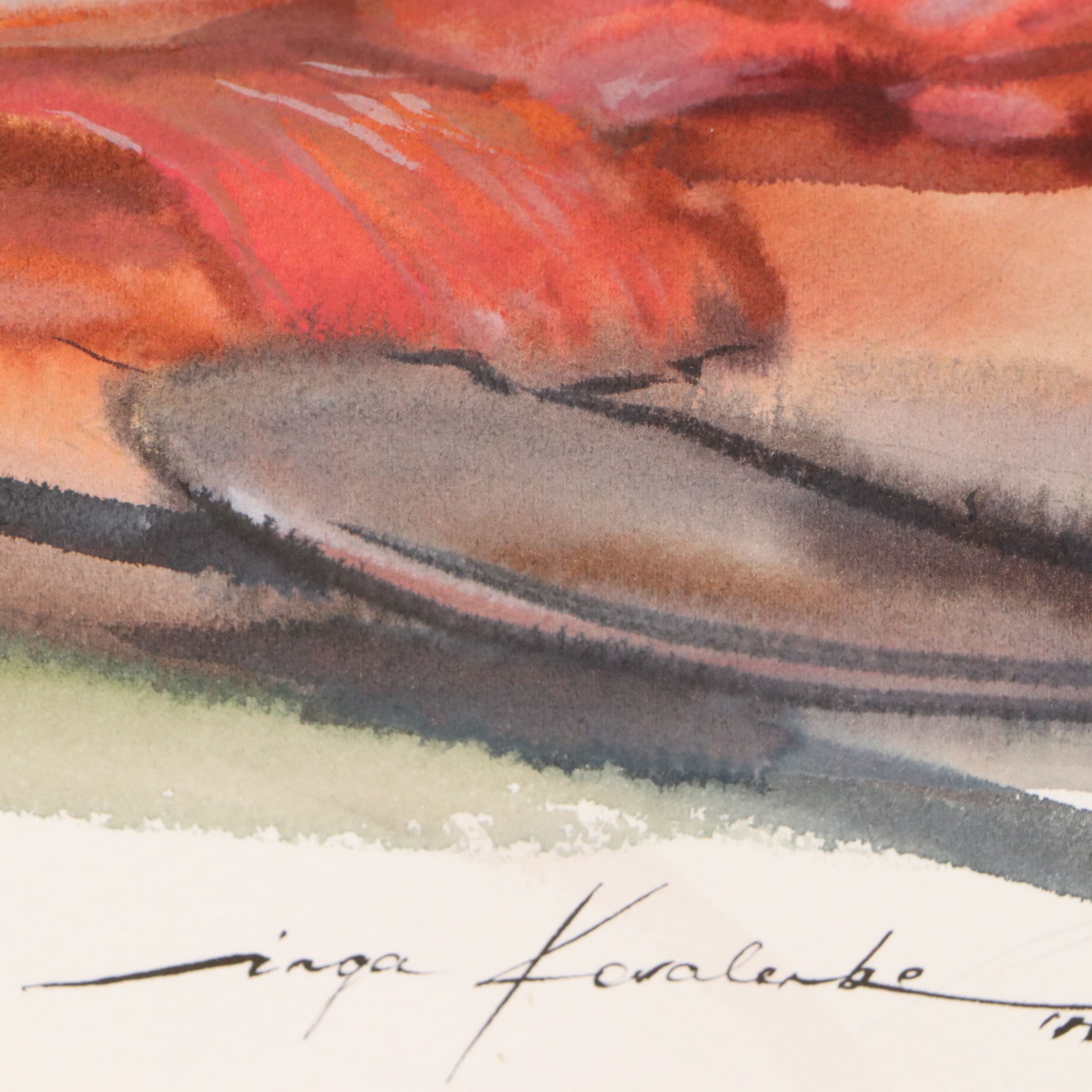 Inga Kovalenko Watercolor Painting of Cat Peering Over Plate, 2026