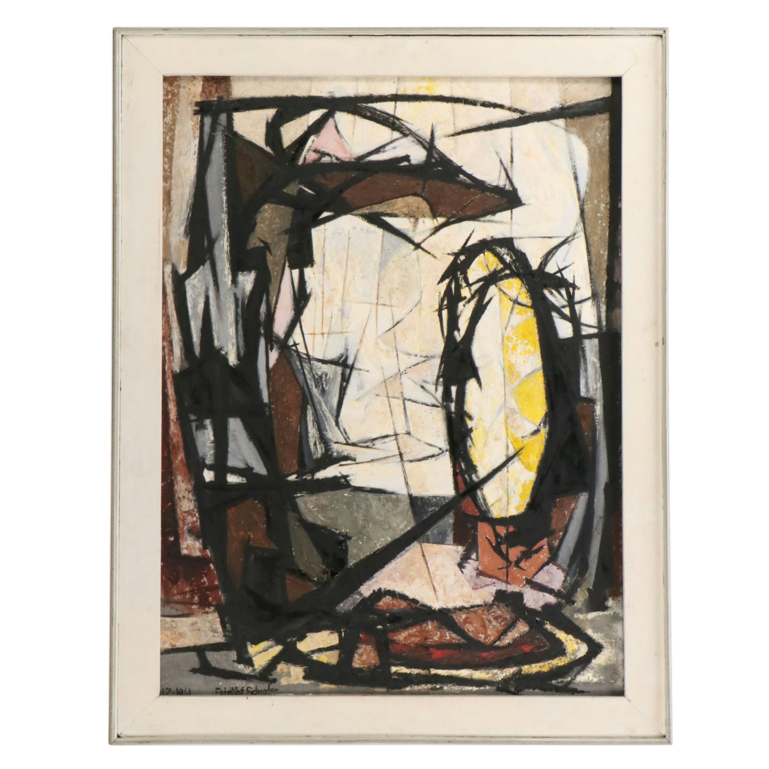 Fridtjof Schroder Abstract Oil Painting, 1961