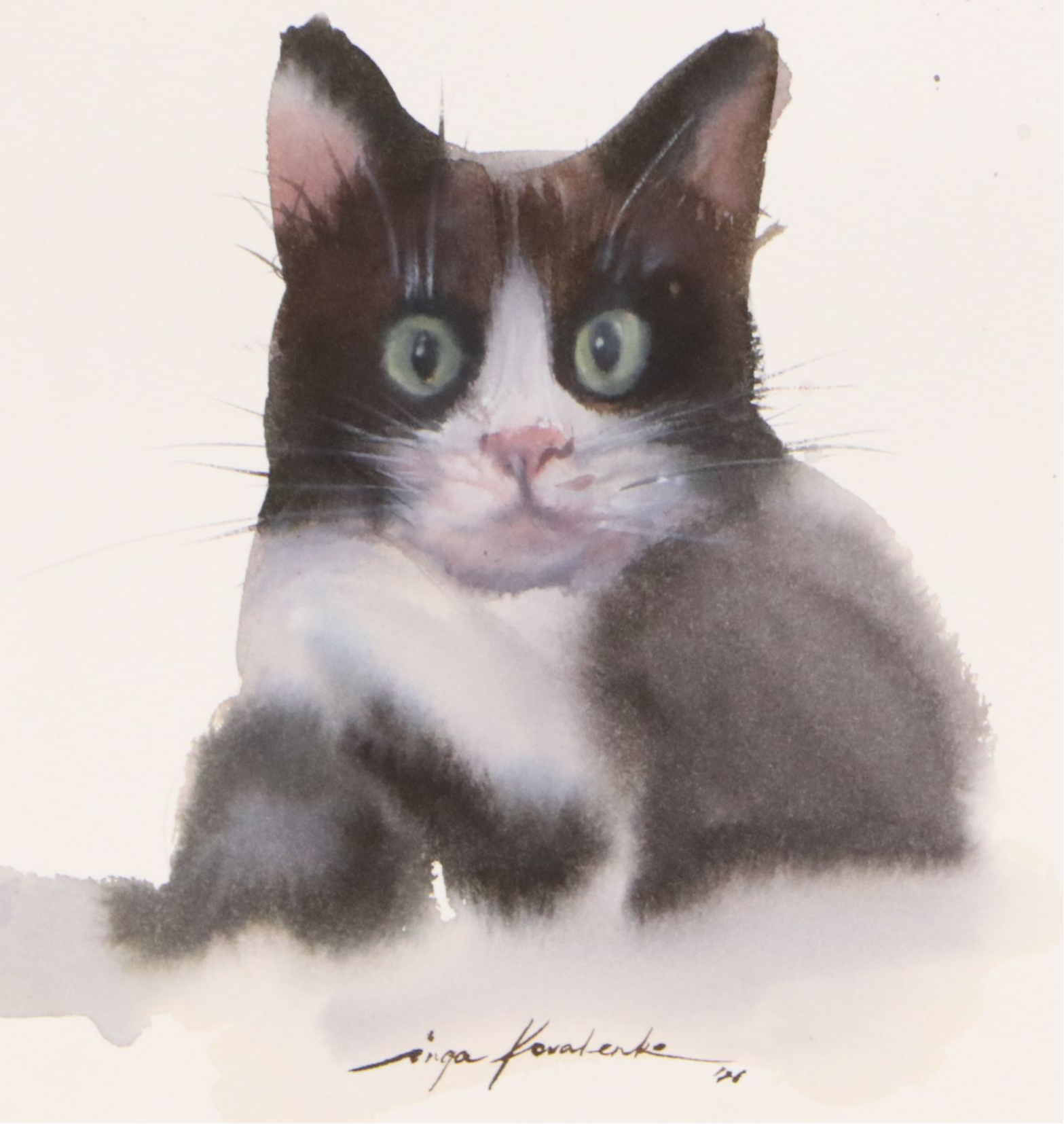 Inga Kovalenko Watercolor Painting of Cat, 2026