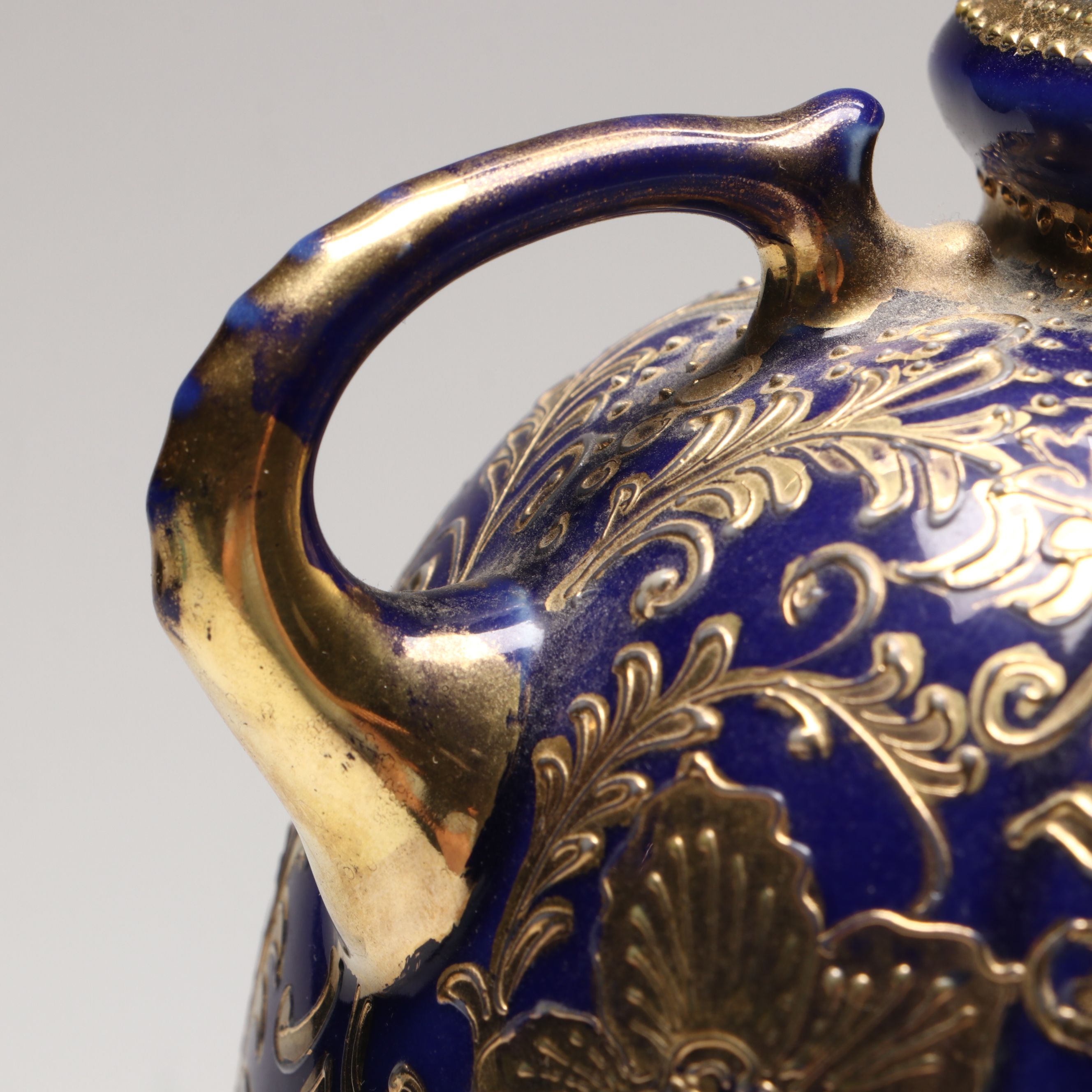 Hand-Decorated Gilt Porcelain Handled Vase