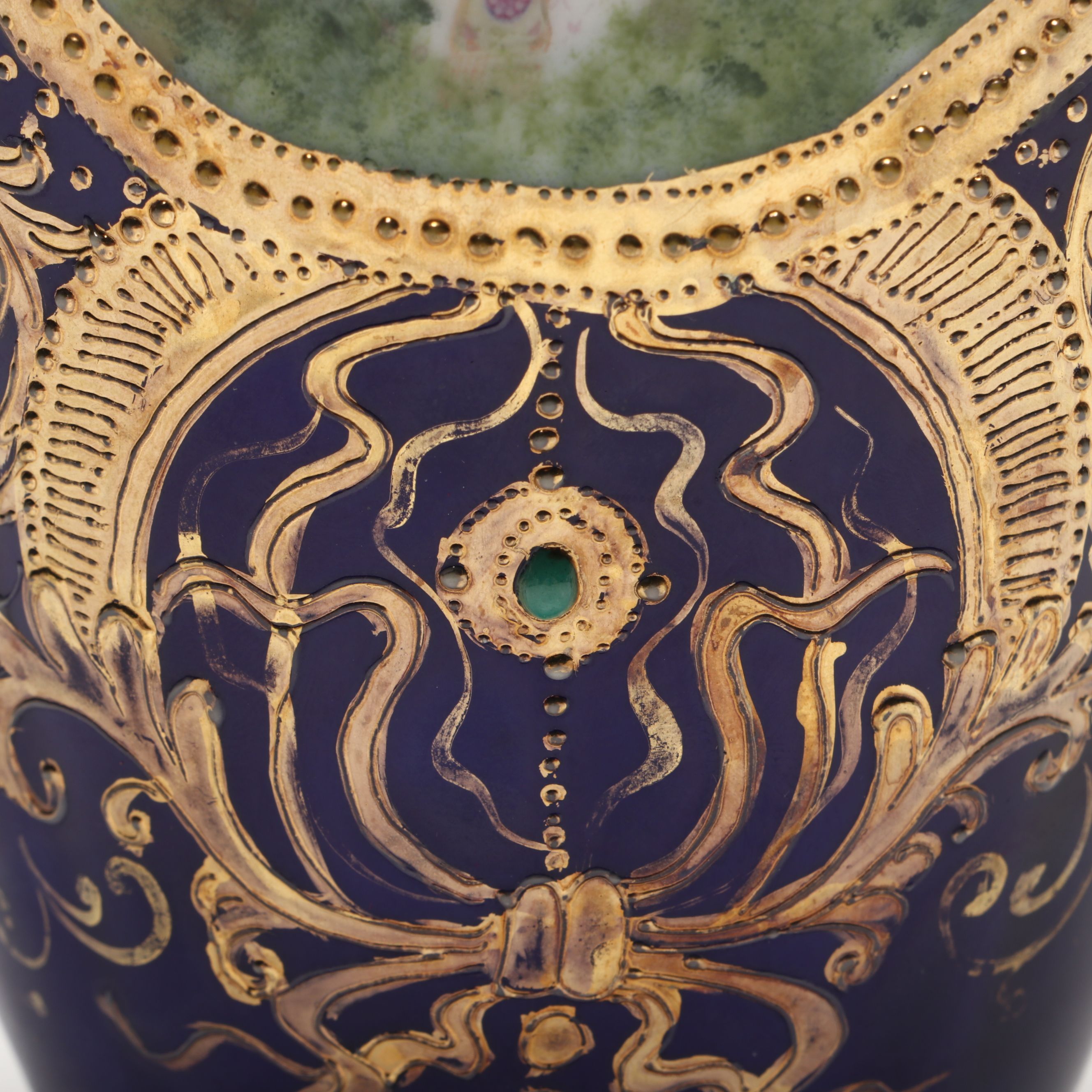 Hand-Decorated Gilt Porcelain Handled Vase