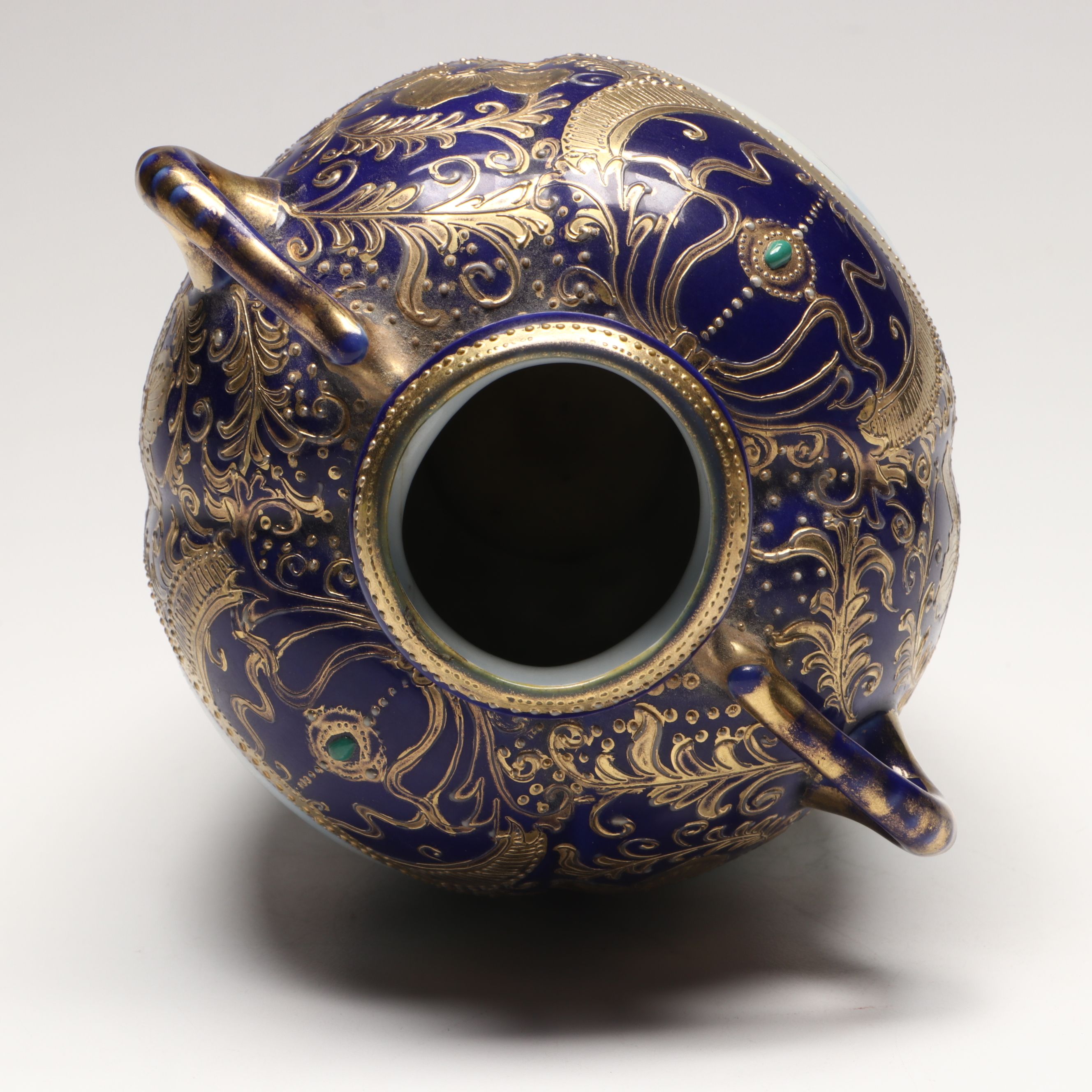 Hand-Decorated Gilt Porcelain Handled Vase