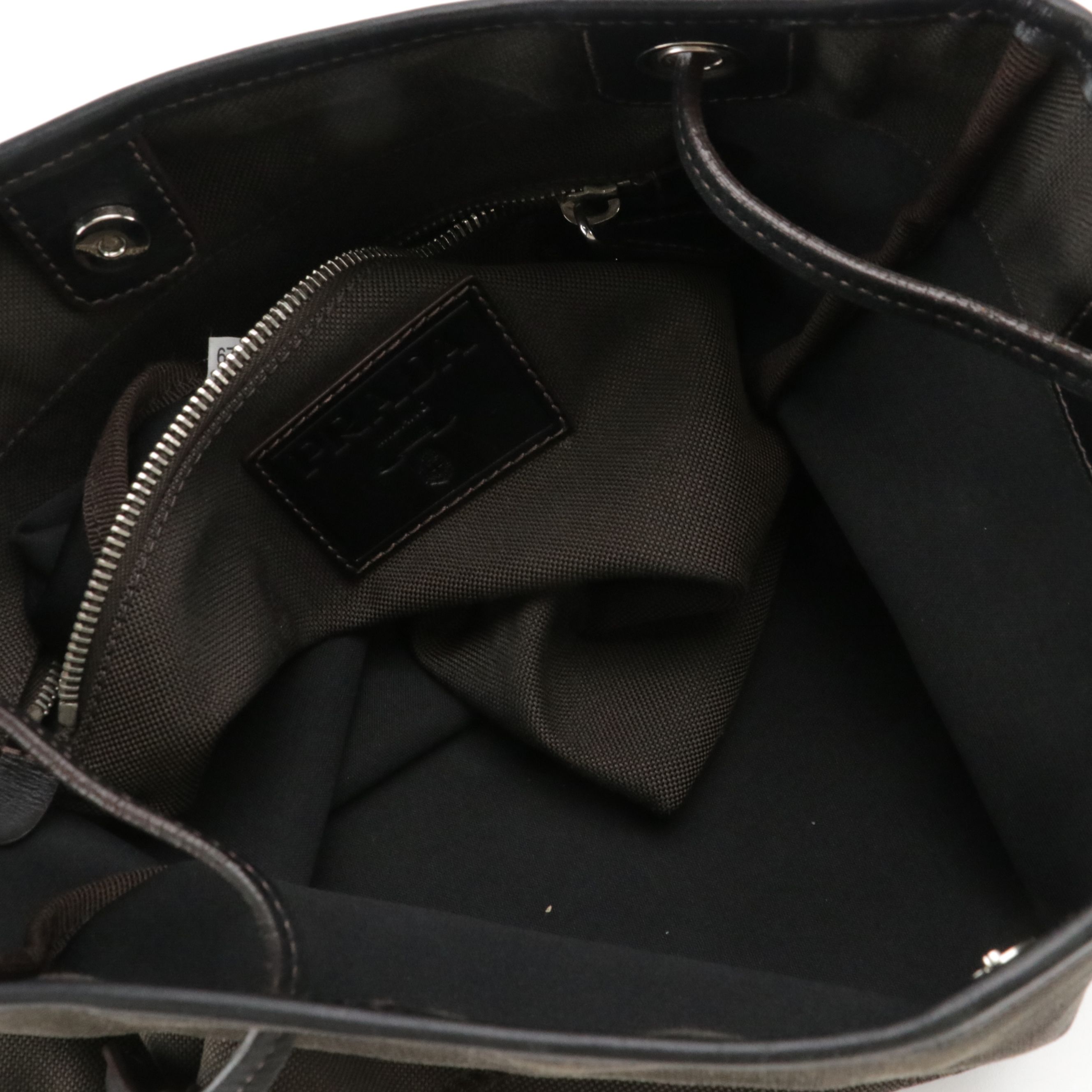 Prada Large  Crossbody Bag in Canapa Logo and Black Leather