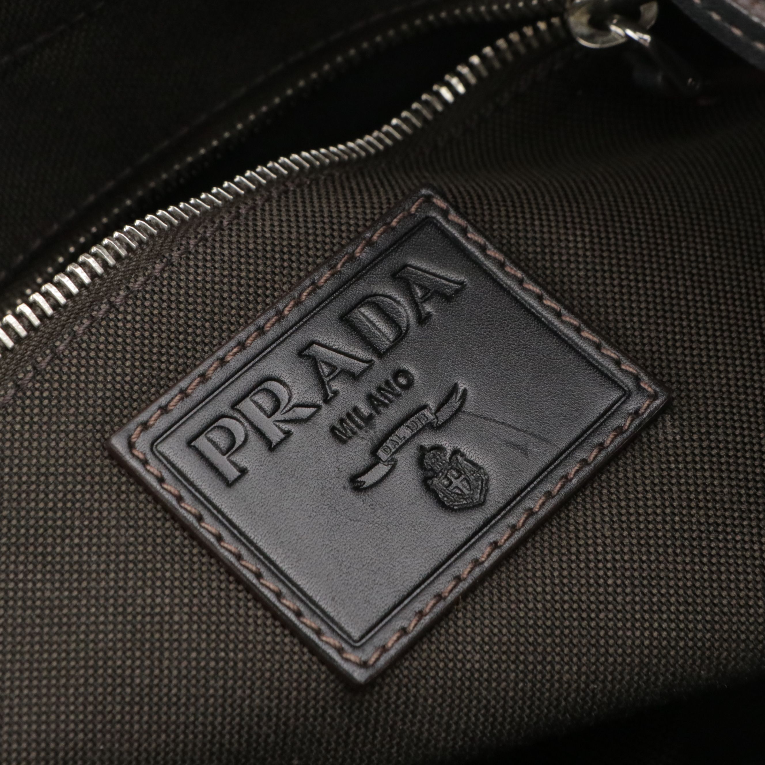 Prada Large  Crossbody Bag in Canapa Logo and Black Leather