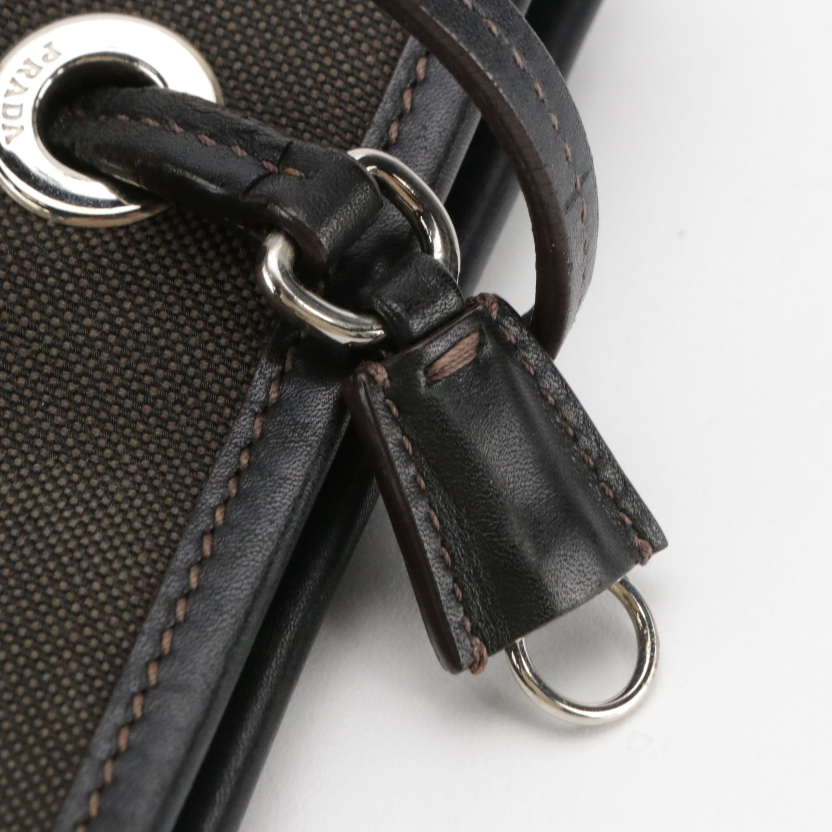 Prada Large  Crossbody Bag in Canapa Logo and Black Leather