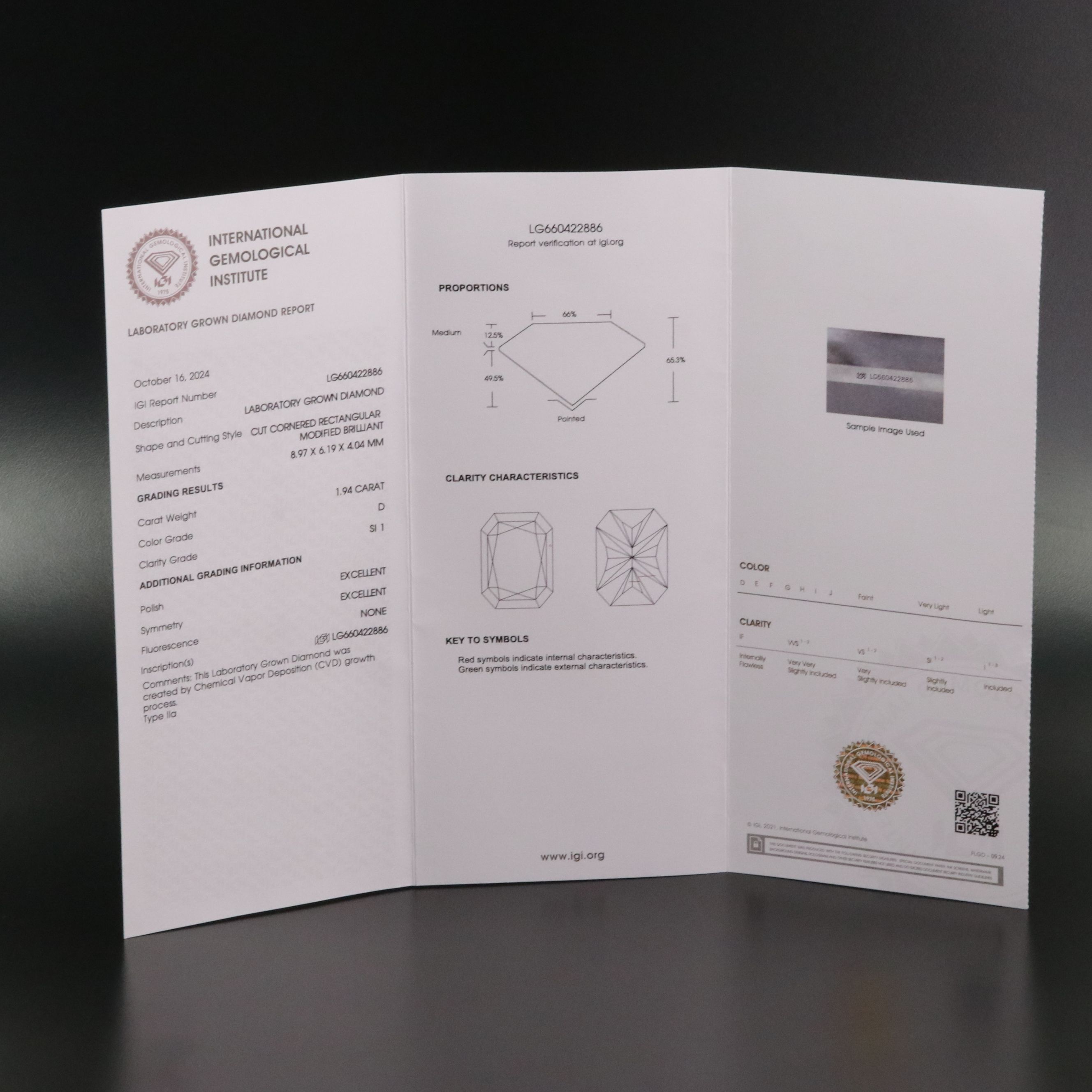 Loose 1.94 CT Lab Grown Diamond with IGI Report94